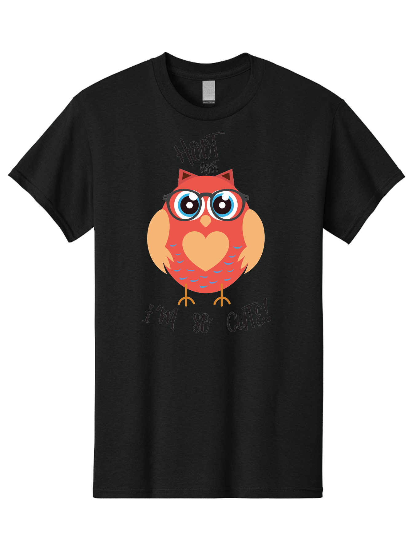 Hoot-Hoot-Owl Men'S Graphic Tee, 100% Cotton, Comfortable Casual Summer Wear, Machine Washable, Cartoon Owl, Heart-Shaped Chest, Glasses, Big Eyes, Cute Animal, Funny Illustration, Whimsical Design, Hoot Hoot, Adorable Creature, Aac827
