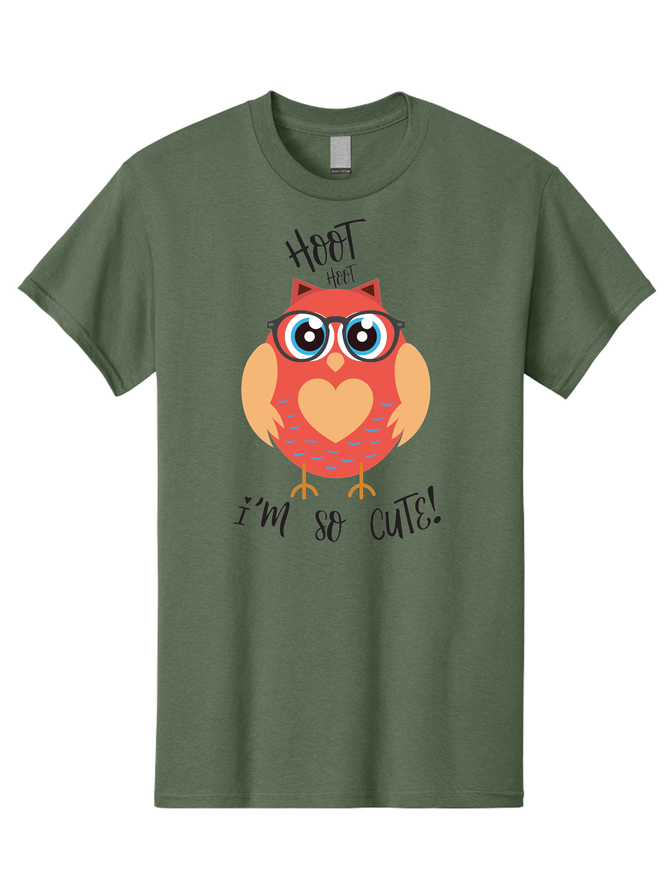 Hoot-Hoot-Owl Men'S Graphic Tee, 100% Cotton, Comfortable Casual Summer Wear, Machine Washable, Cartoon Owl, Heart-Shaped Chest, Glasses, Big Eyes, Cute Animal, Funny Illustration, Whimsical Design, Hoot Hoot, Adorable Creature, Aac827