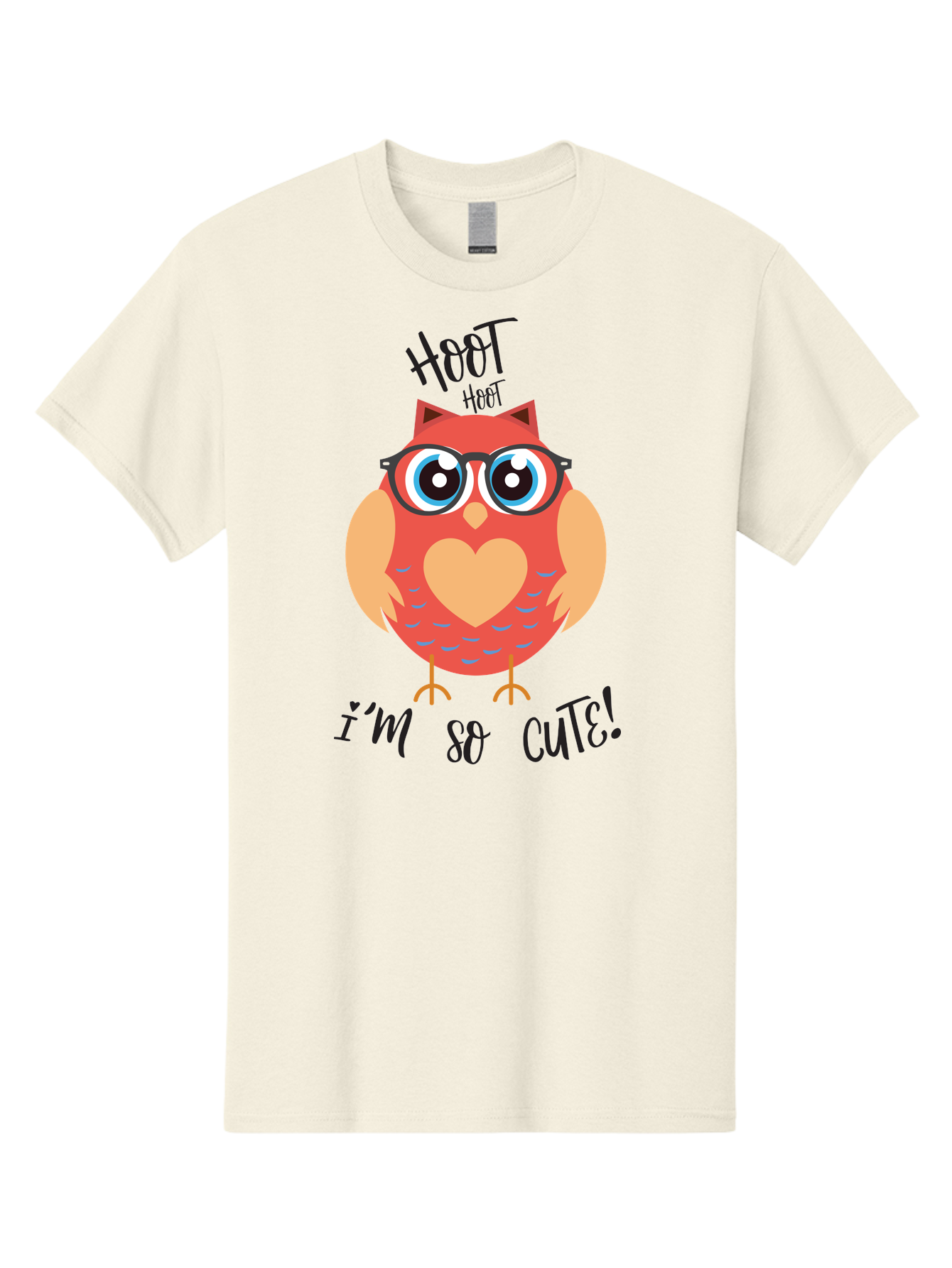 Hoot-Hoot-Owl Men'S Graphic Tee, 100% Cotton, Comfortable Casual Summer Wear, Machine Washable, Cartoon Owl, Heart-Shaped Chest, Glasses, Big Eyes, Cute Animal, Funny Illustration, Whimsical Design, Hoot Hoot, Adorable Creature, Aac827