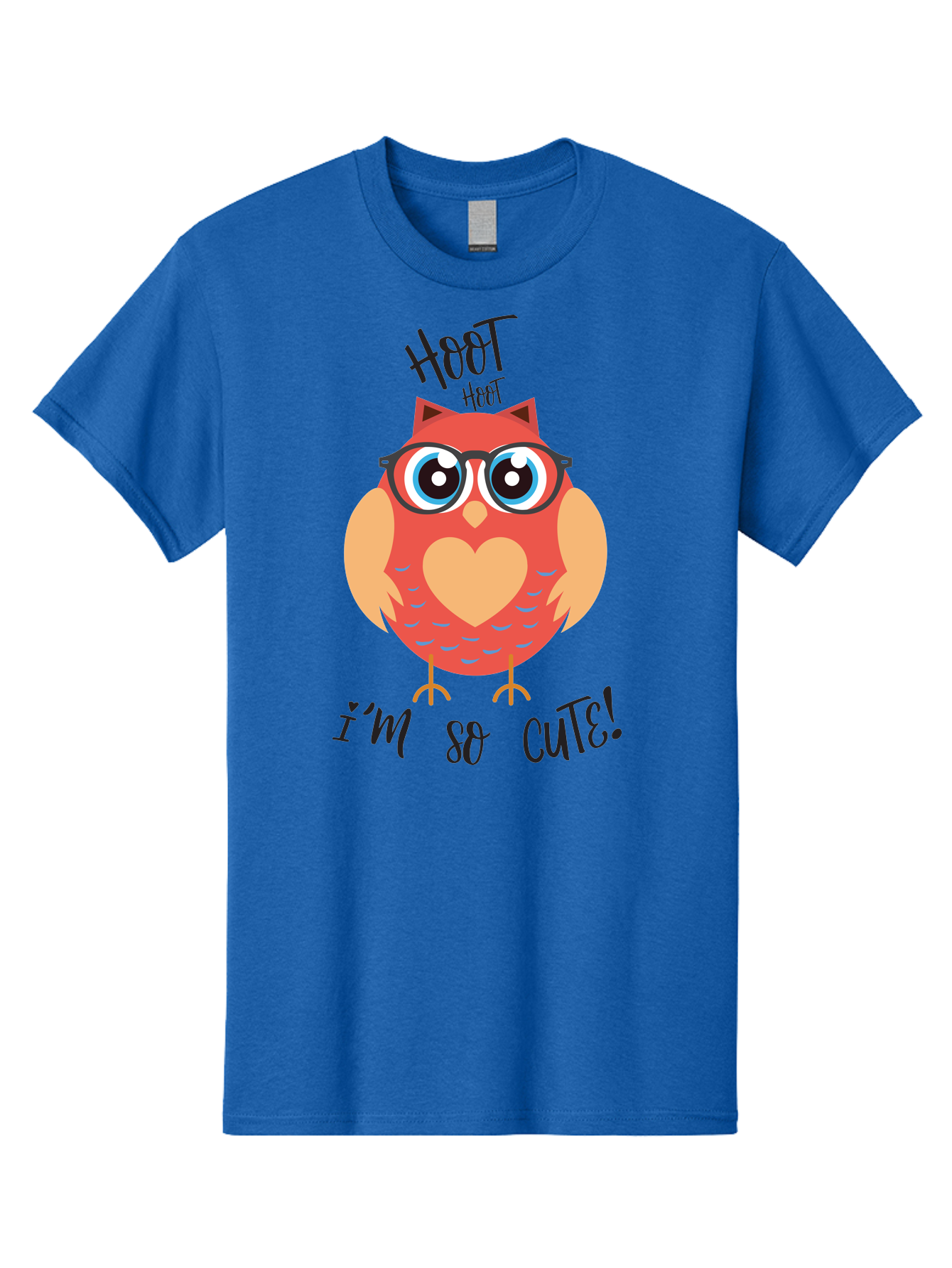 Hoot-Hoot-Owl Men'S Graphic Tee, 100% Cotton, Comfortable Casual Summer Wear, Machine Washable, Cartoon Owl, Heart-Shaped Chest, Glasses, Big Eyes, Cute Animal, Funny Illustration, Whimsical Design, Hoot Hoot, Adorable Creature, Aac827