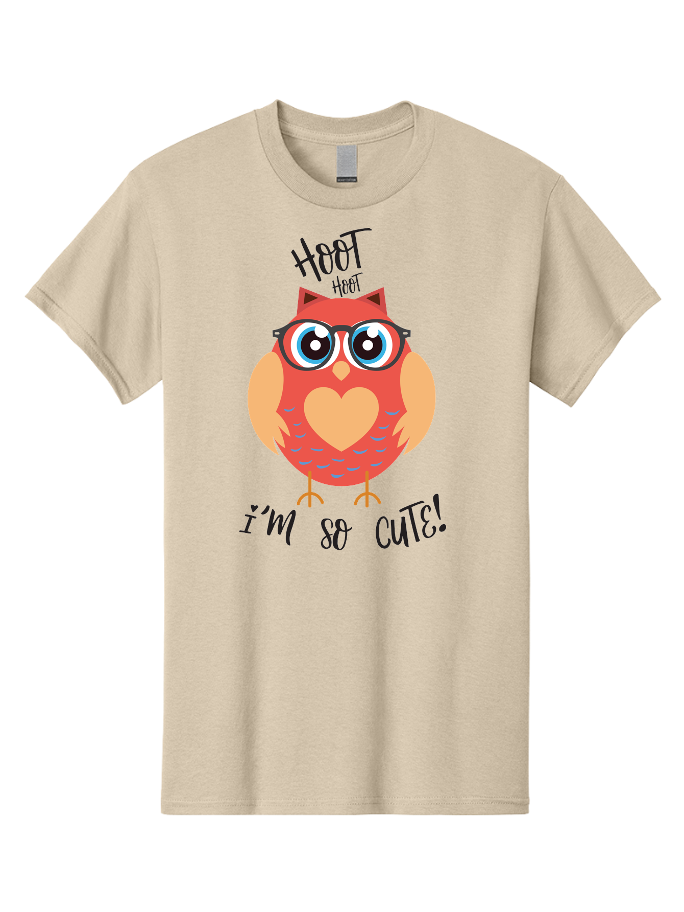 Hoot-Hoot-Owl Men'S Graphic Tee, 100% Cotton, Comfortable Casual Summer Wear, Machine Washable, Cartoon Owl, Heart-Shaped Chest, Glasses, Big Eyes, Cute Animal, Funny Illustration, Whimsical Design, Hoot Hoot, Adorable Creature, Aac827