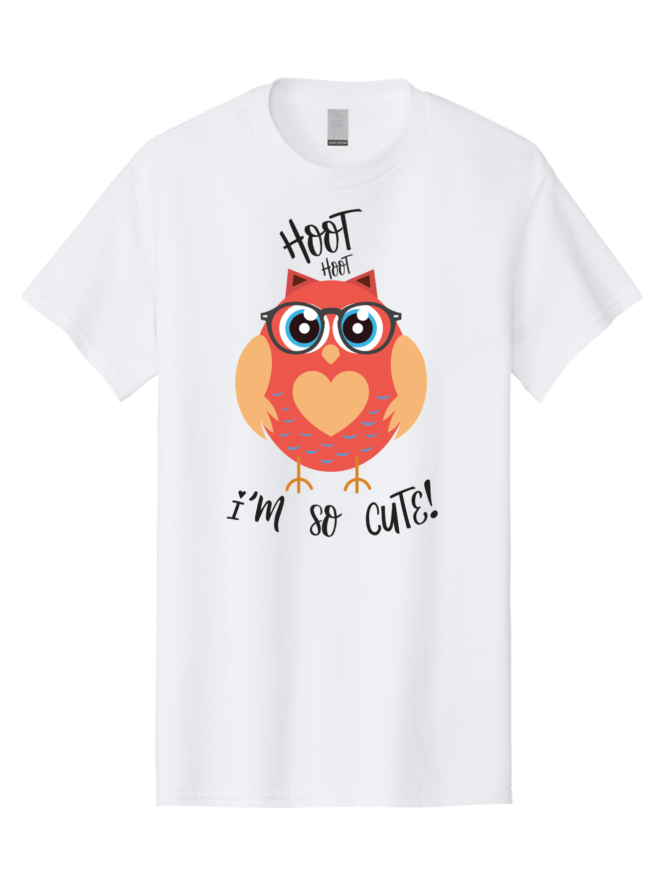 Hoot-Hoot-Owl Men'S Graphic Tee, 100% Cotton, Comfortable Casual Summer Wear, Machine Washable, Cartoon Owl, Heart-Shaped Chest, Glasses, Big Eyes, Cute Animal, Funny Illustration, Whimsical Design, Hoot Hoot, Adorable Creature, Aac827