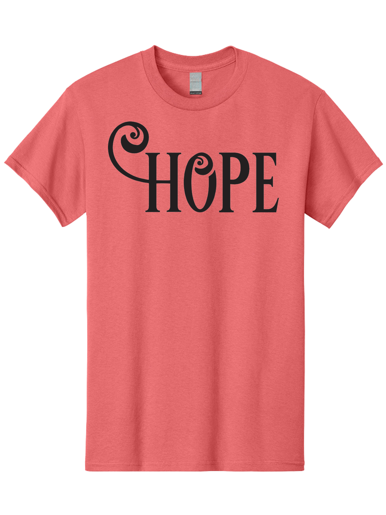 Hope Men'S Graphic Tee, 100% Cotton, Comfortable Casual Summer Wear, Machine Washable, Hope Symbol, Inspirational Quote, Motivational Text, Positive Vibes, Black Typography, Elegant Design, Swirly Font, Ornate Lettering Aac828