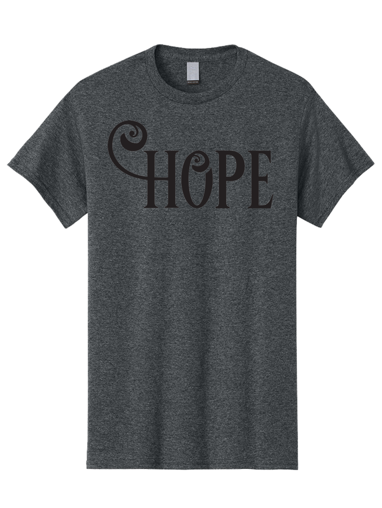Hope Men'S Graphic Tee, 100% Cotton, Comfortable Casual Summer Wear, Machine Washable, Hope Symbol, Inspirational Quote, Motivational Text, Positive Vibes, Black Typography, Elegant Design, Swirly Font, Ornate Lettering Aac828