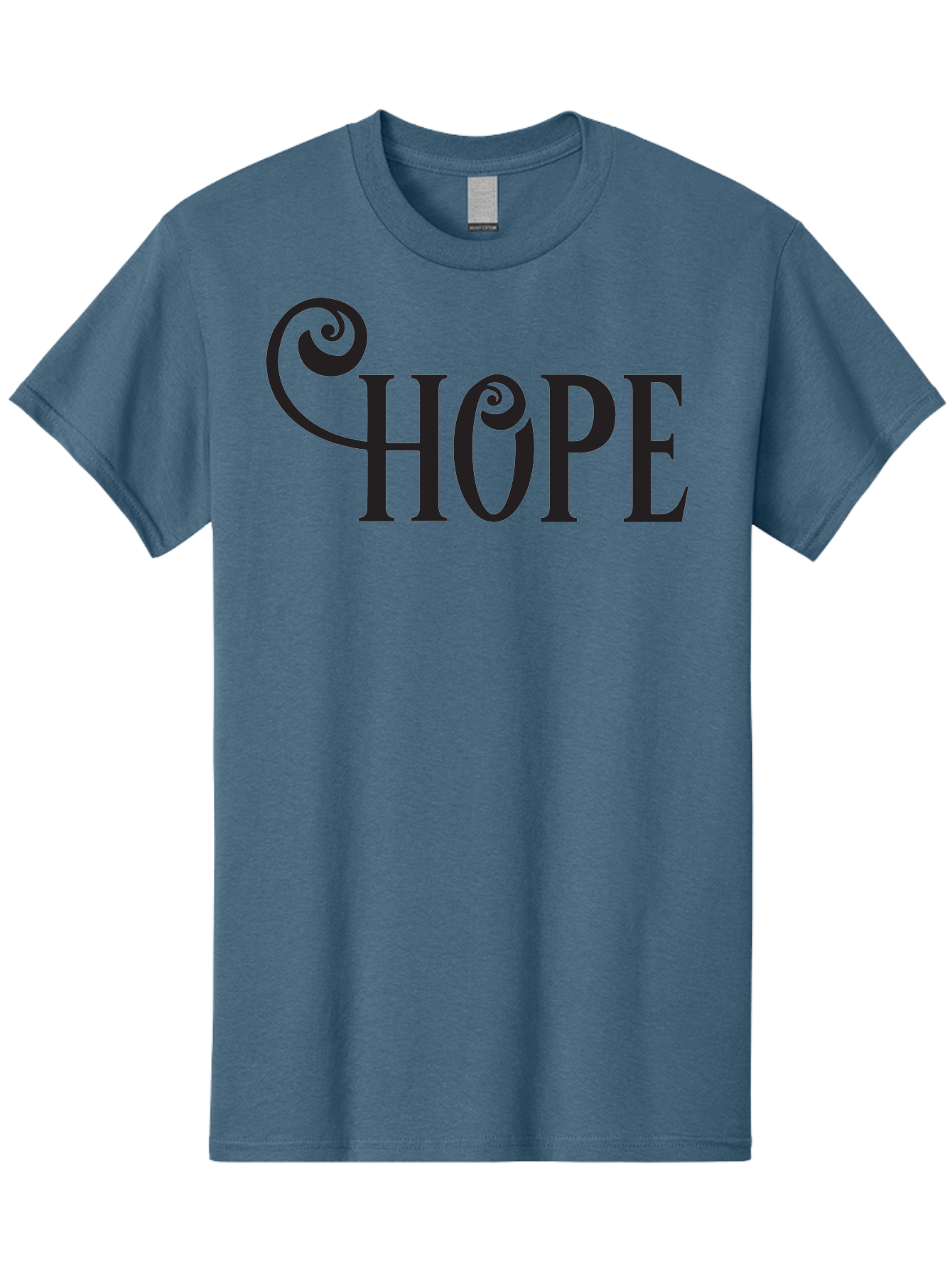 Hope Men'S Graphic Tee, 100% Cotton, Comfortable Casual Summer Wear, Machine Washable, Hope Symbol, Inspirational Quote, Motivational Text, Positive Vibes, Black Typography, Elegant Design, Swirly Font, Ornate Lettering Aac828