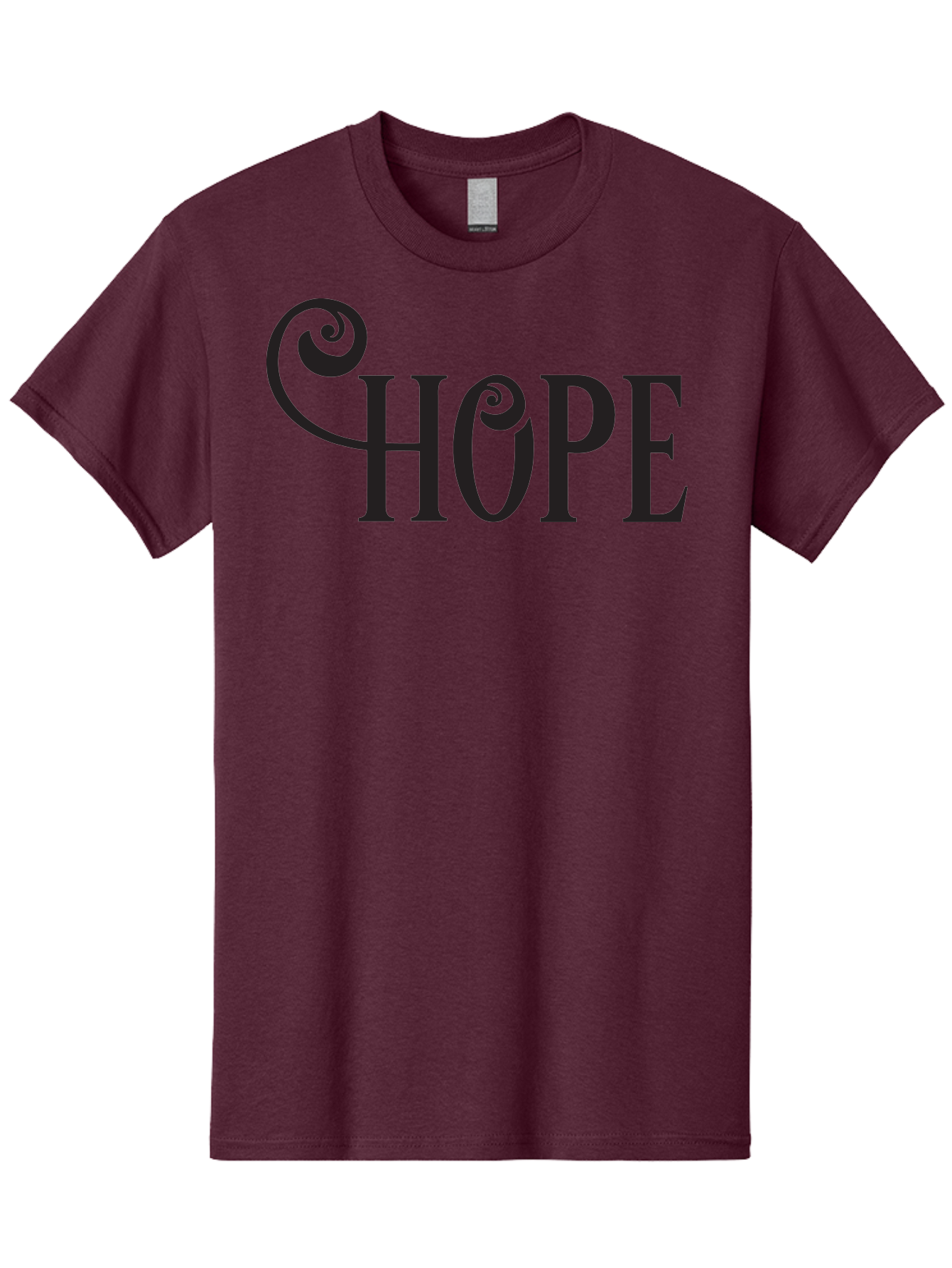 Hope Men'S Graphic Tee, 100% Cotton, Comfortable Casual Summer Wear, Machine Washable, Hope Symbol, Inspirational Quote, Motivational Text, Positive Vibes, Black Typography, Elegant Design, Swirly Font, Ornate Lettering Aac828