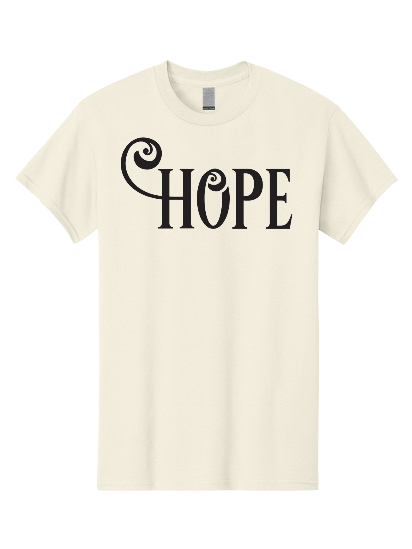 Hope Men'S Graphic Tee, 100% Cotton, Comfortable Casual Summer Wear, Machine Washable, Hope Symbol, Inspirational Quote, Motivational Text, Positive Vibes, Black Typography, Elegant Design, Swirly Font, Ornate Lettering Aac828