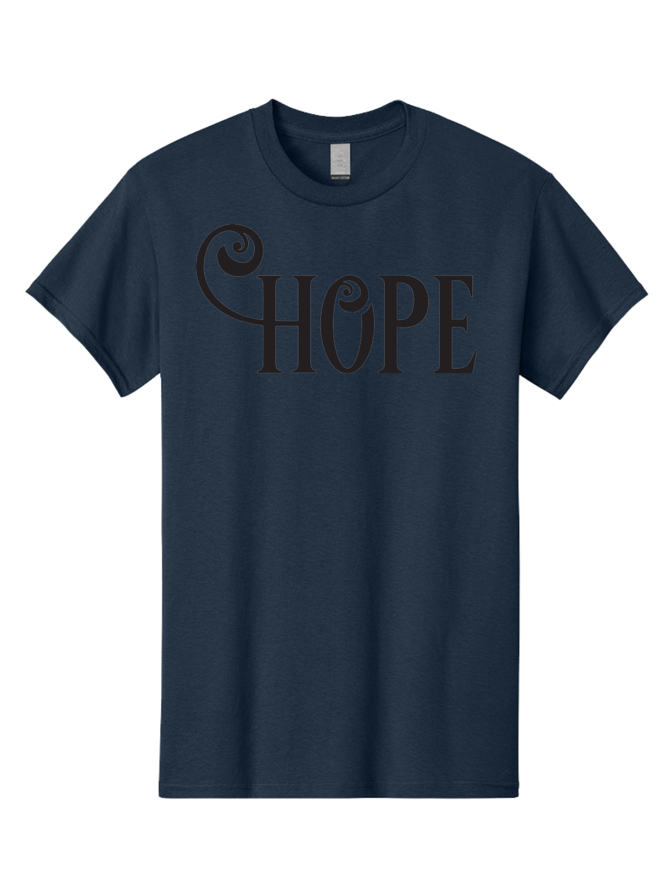 Hope Men'S Graphic Tee, 100% Cotton, Comfortable Casual Summer Wear, Machine Washable, Hope Symbol, Inspirational Quote, Motivational Text, Positive Vibes, Black Typography, Elegant Design, Swirly Font, Ornate Lettering Aac828