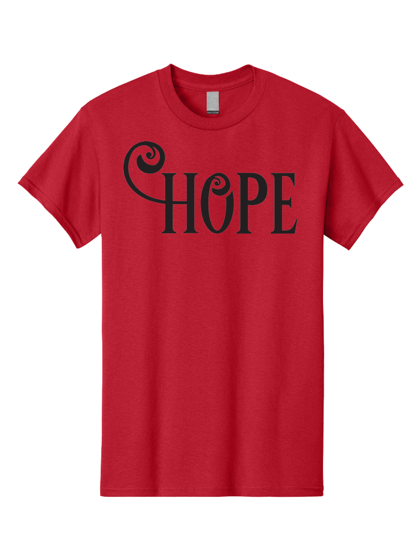Hope Men'S Graphic Tee, 100% Cotton, Comfortable Casual Summer Wear, Machine Washable, Hope Symbol, Inspirational Quote, Motivational Text, Positive Vibes, Black Typography, Elegant Design, Swirly Font, Ornate Lettering Aac828