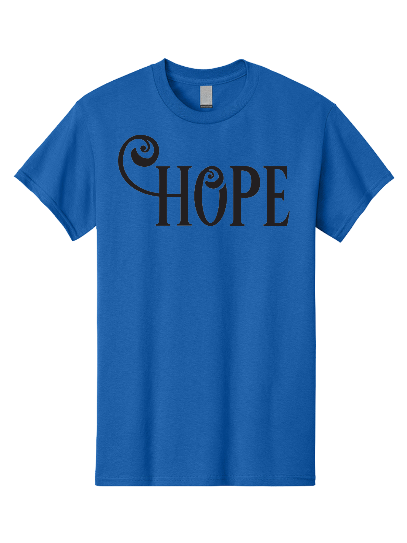Hope Men'S Graphic Tee, 100% Cotton, Comfortable Casual Summer Wear, Machine Washable, Hope Symbol, Inspirational Quote, Motivational Text, Positive Vibes, Black Typography, Elegant Design, Swirly Font, Ornate Lettering Aac828