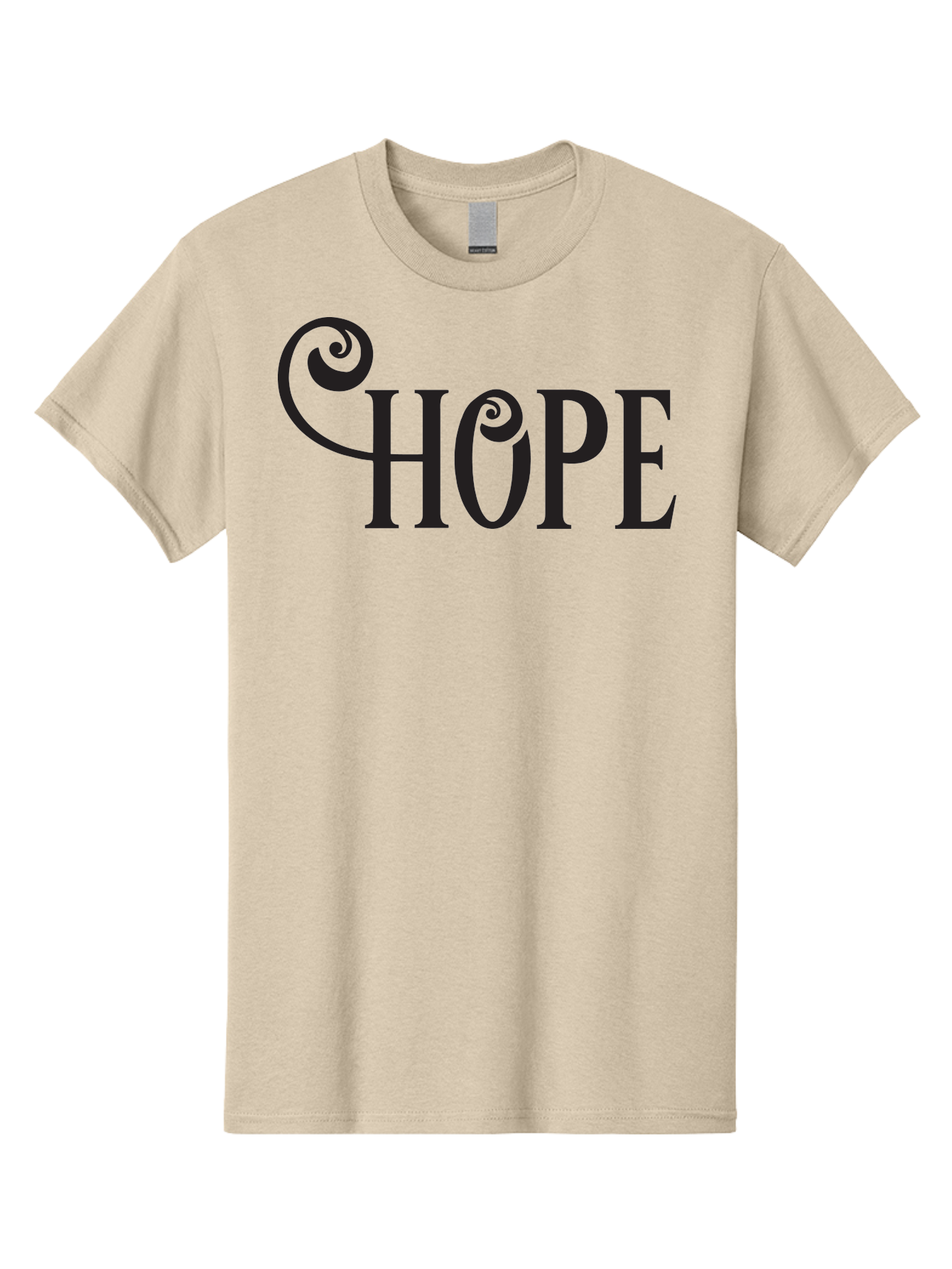 Hope Men'S Graphic Tee, 100% Cotton, Comfortable Casual Summer Wear, Machine Washable, Hope Symbol, Inspirational Quote, Motivational Text, Positive Vibes, Black Typography, Elegant Design, Swirly Font, Ornate Lettering Aac828