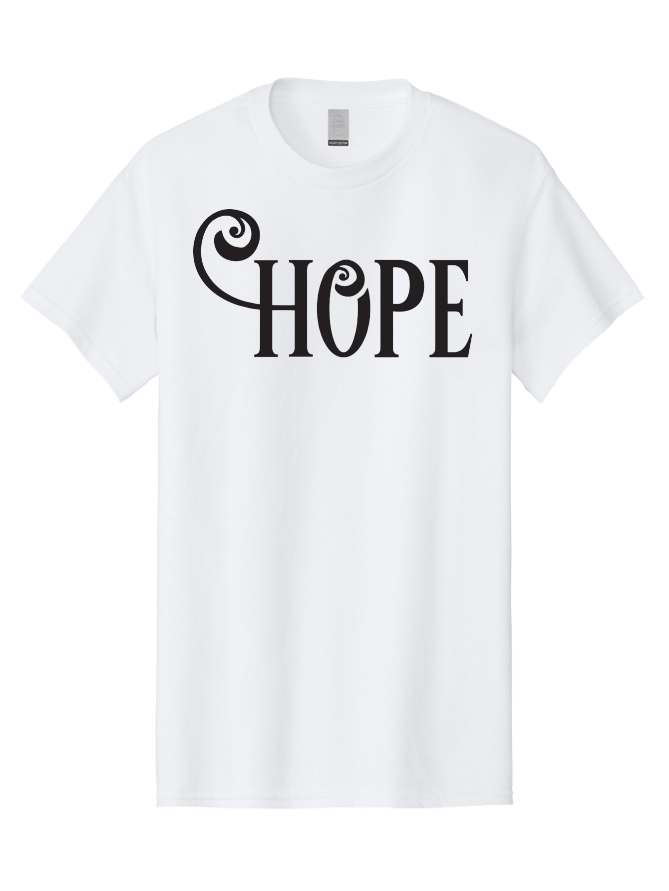 Hope Men'S Graphic Tee, 100% Cotton, Comfortable Casual Summer Wear, Machine Washable, Hope Symbol, Inspirational Quote, Motivational Text, Positive Vibes, Black Typography, Elegant Design, Swirly Font, Ornate Lettering Aac828