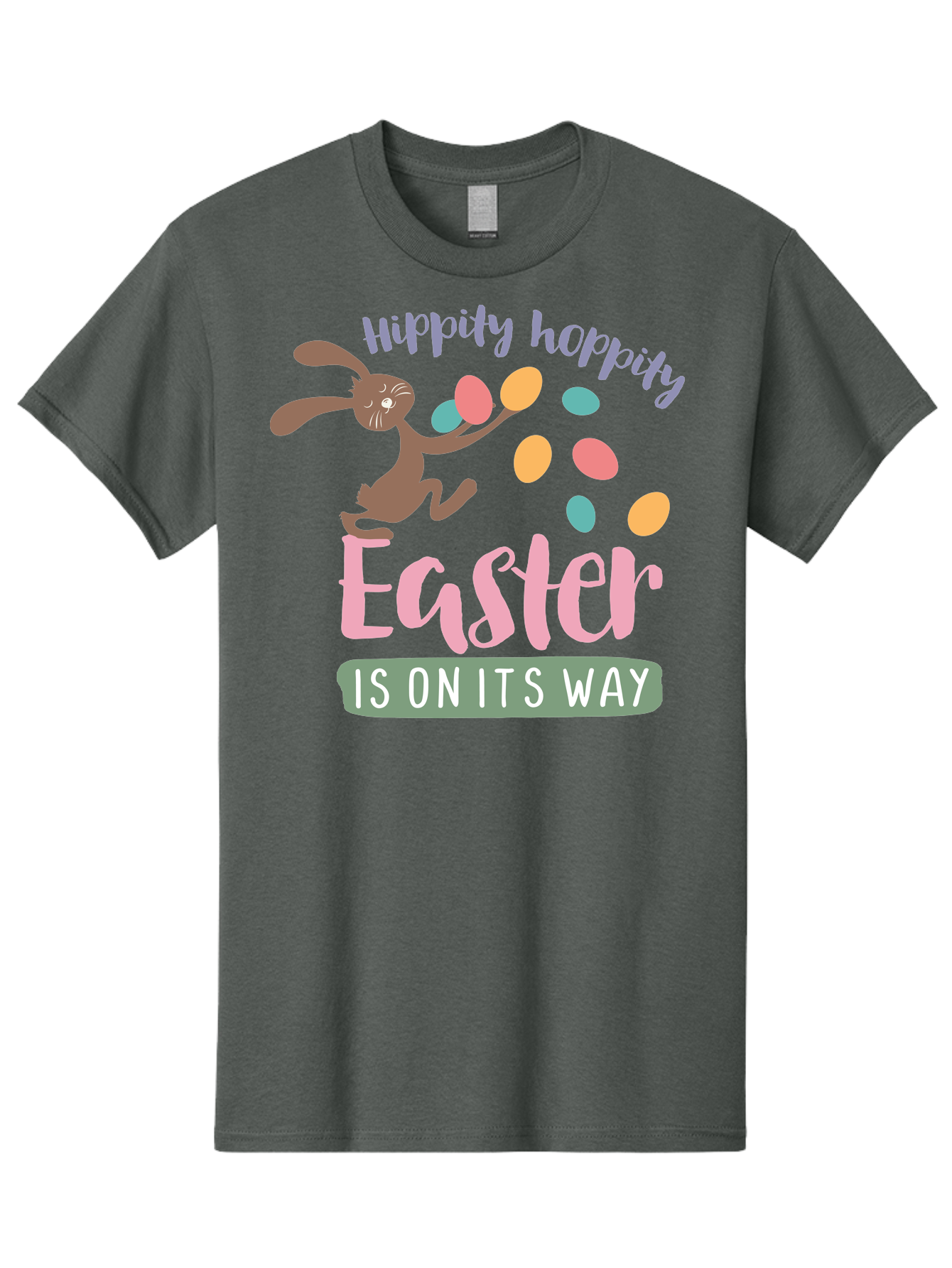 Hoppily-Hopping-Easter Men'S Graphic Tee, 100% Cotton, Comfortable Casual Summer Wear, Machine Washable, Easter Bunny, Easter Eggs, Colorful Eggs, Spring Holiday, Festive Graphics, Happy Easter, Hippidy Hoppity Aac829