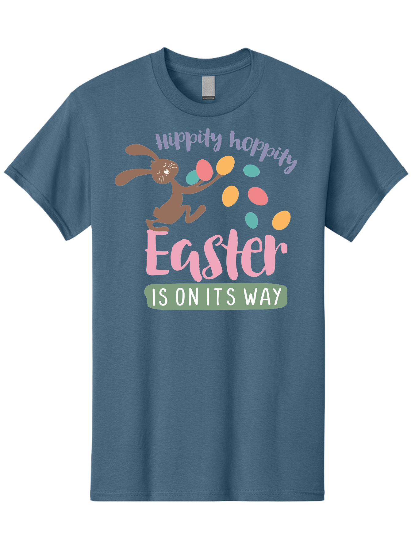 Hoppily-Hopping-Easter Men'S Graphic Tee, 100% Cotton, Comfortable Casual Summer Wear, Machine Washable, Easter Bunny, Easter Eggs, Colorful Eggs, Spring Holiday, Festive Graphics, Happy Easter, Hippidy Hoppity Aac829