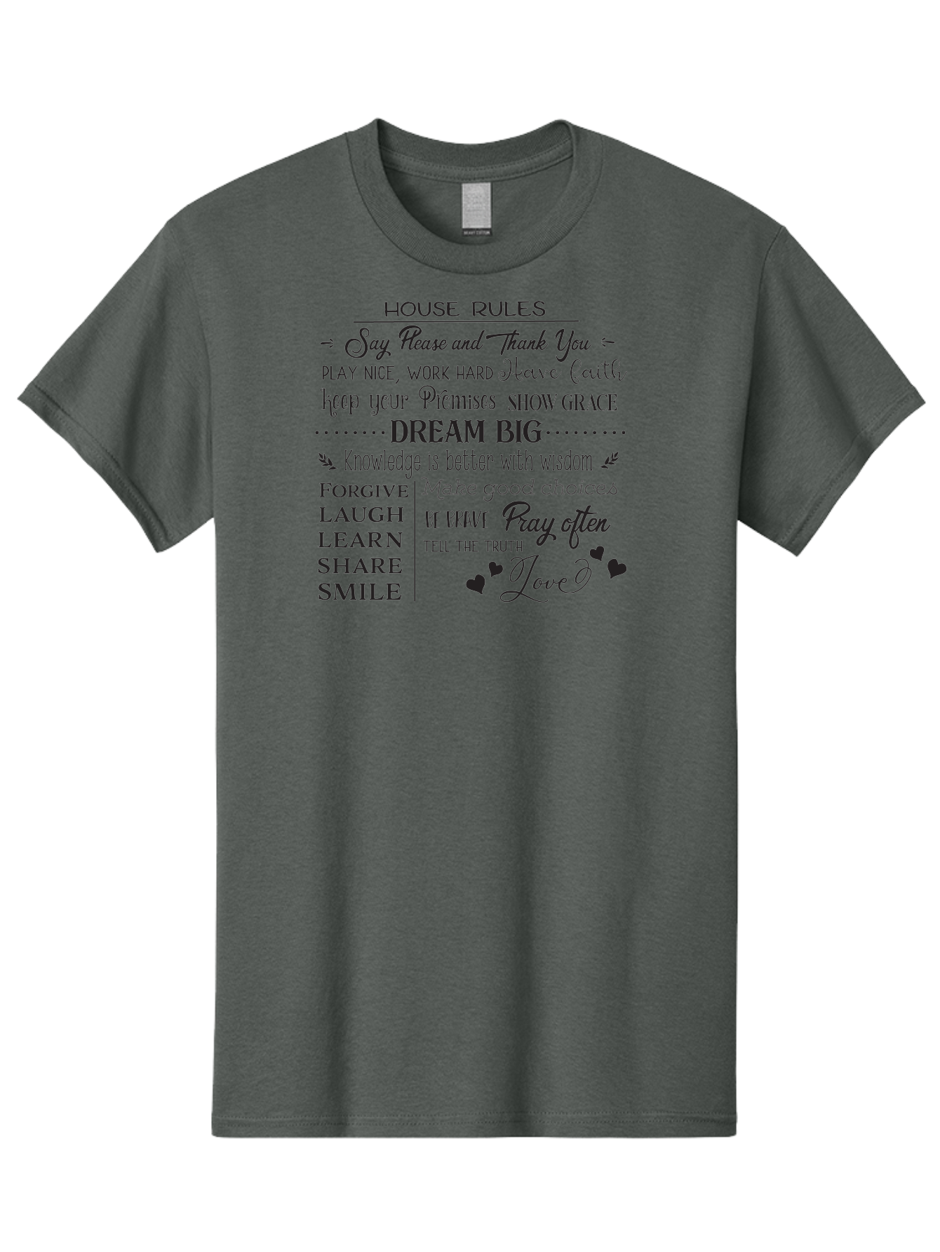 House-Rules-1 Men'S Graphic Tee, 100% Cotton, Comfortable Casual Summer Wear, Machine Washable, Inspirational Quotes, Motivational Phrases, Positive Affirmations, Good Vibes, Happiness, Kindness, Love, Self-Improvement, Personal Growth, Aac830