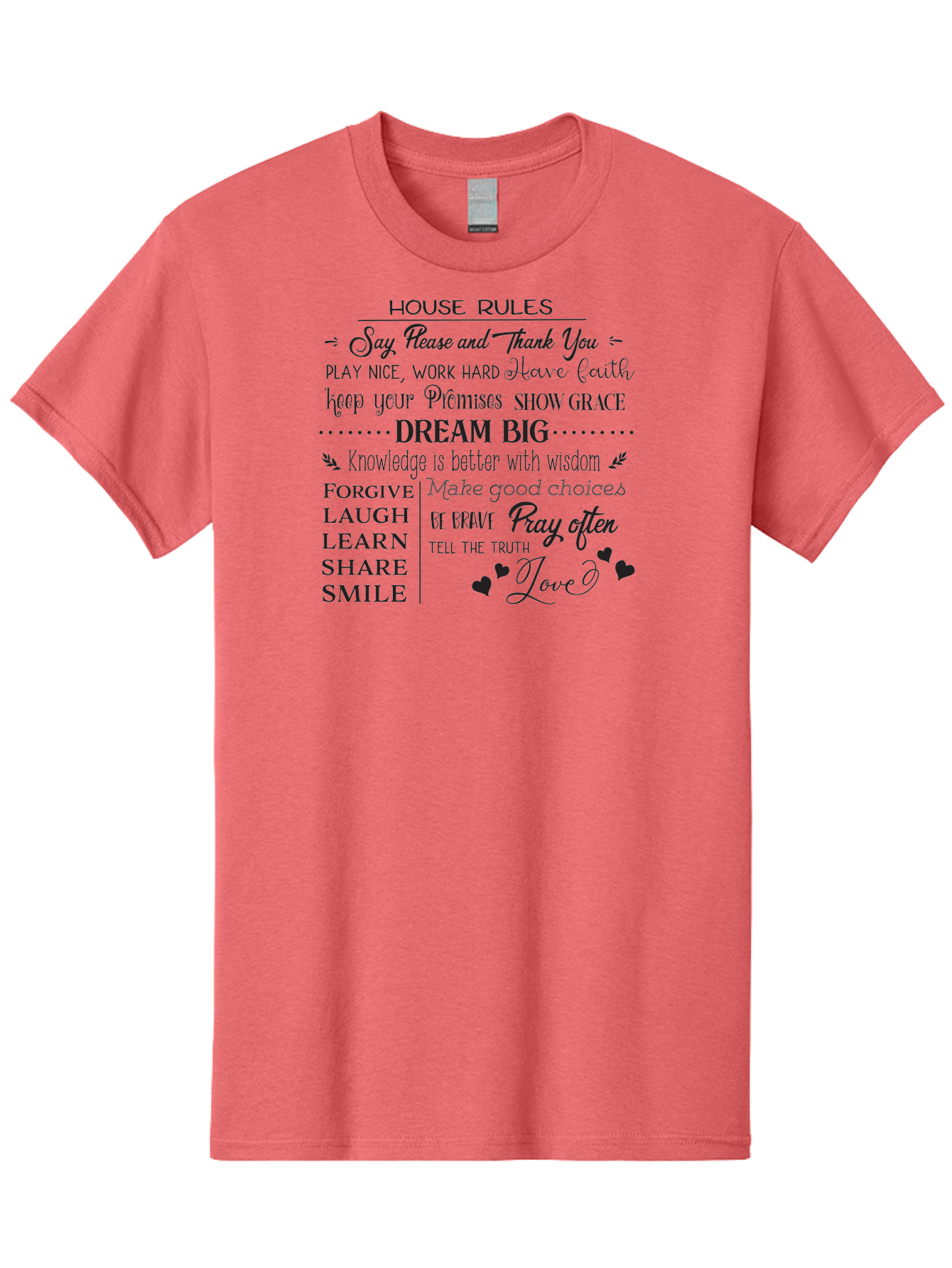 House-Rules-1 Men'S Graphic Tee, 100% Cotton, Comfortable Casual Summer Wear, Machine Washable, Inspirational Quotes, Motivational Phrases, Positive Affirmations, Good Vibes, Happiness, Kindness, Love, Self-Improvement, Personal Growth, Aac830