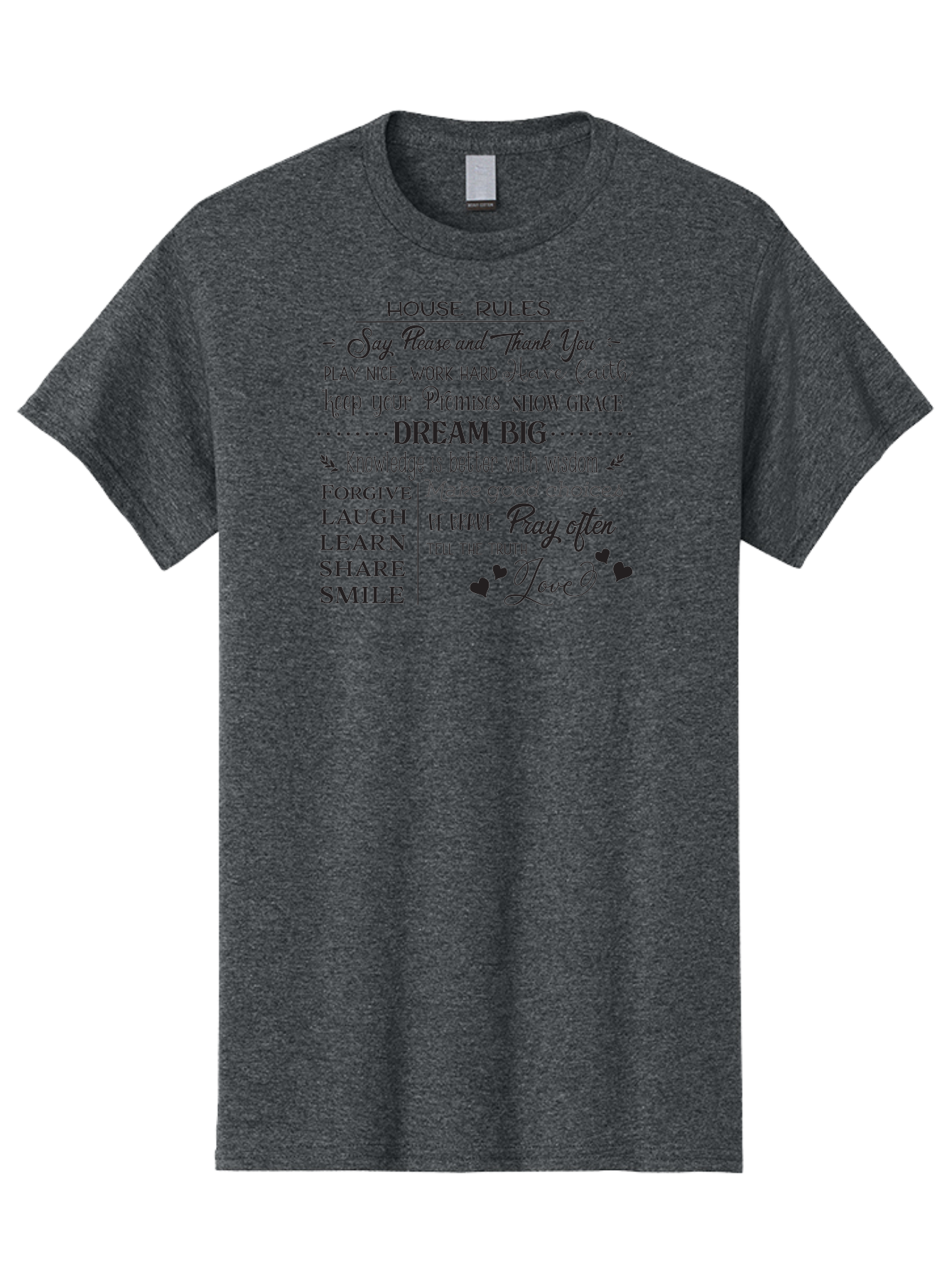 House-Rules-1 Men'S Graphic Tee, 100% Cotton, Comfortable Casual Summer Wear, Machine Washable, Inspirational Quotes, Motivational Phrases, Positive Affirmations, Good Vibes, Happiness, Kindness, Love, Self-Improvement, Personal Growth, Aac830