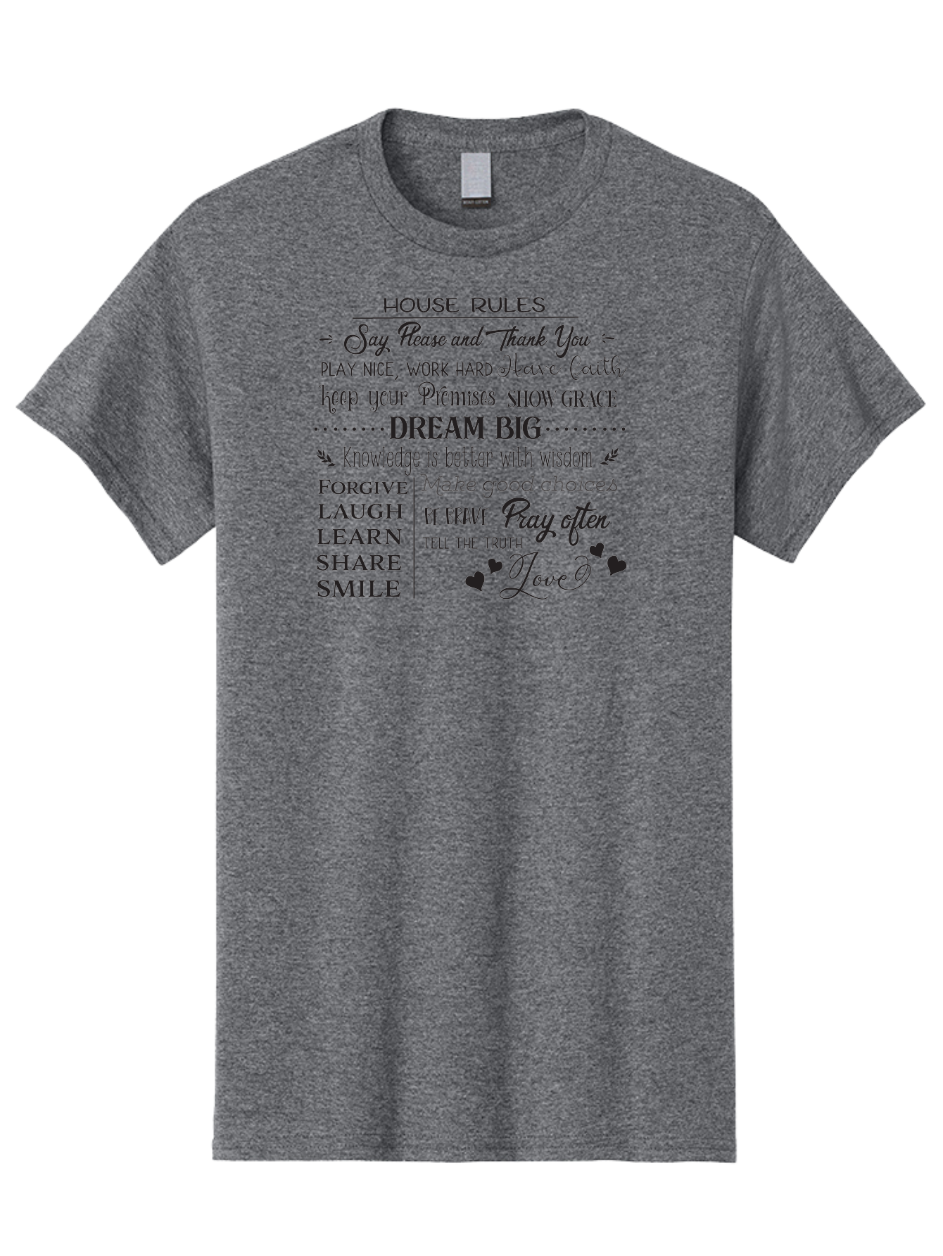 House-Rules-1 Men'S Graphic Tee, 100% Cotton, Comfortable Casual Summer Wear, Machine Washable, Inspirational Quotes, Motivational Phrases, Positive Affirmations, Good Vibes, Happiness, Kindness, Love, Self-Improvement, Personal Growth, Aac830