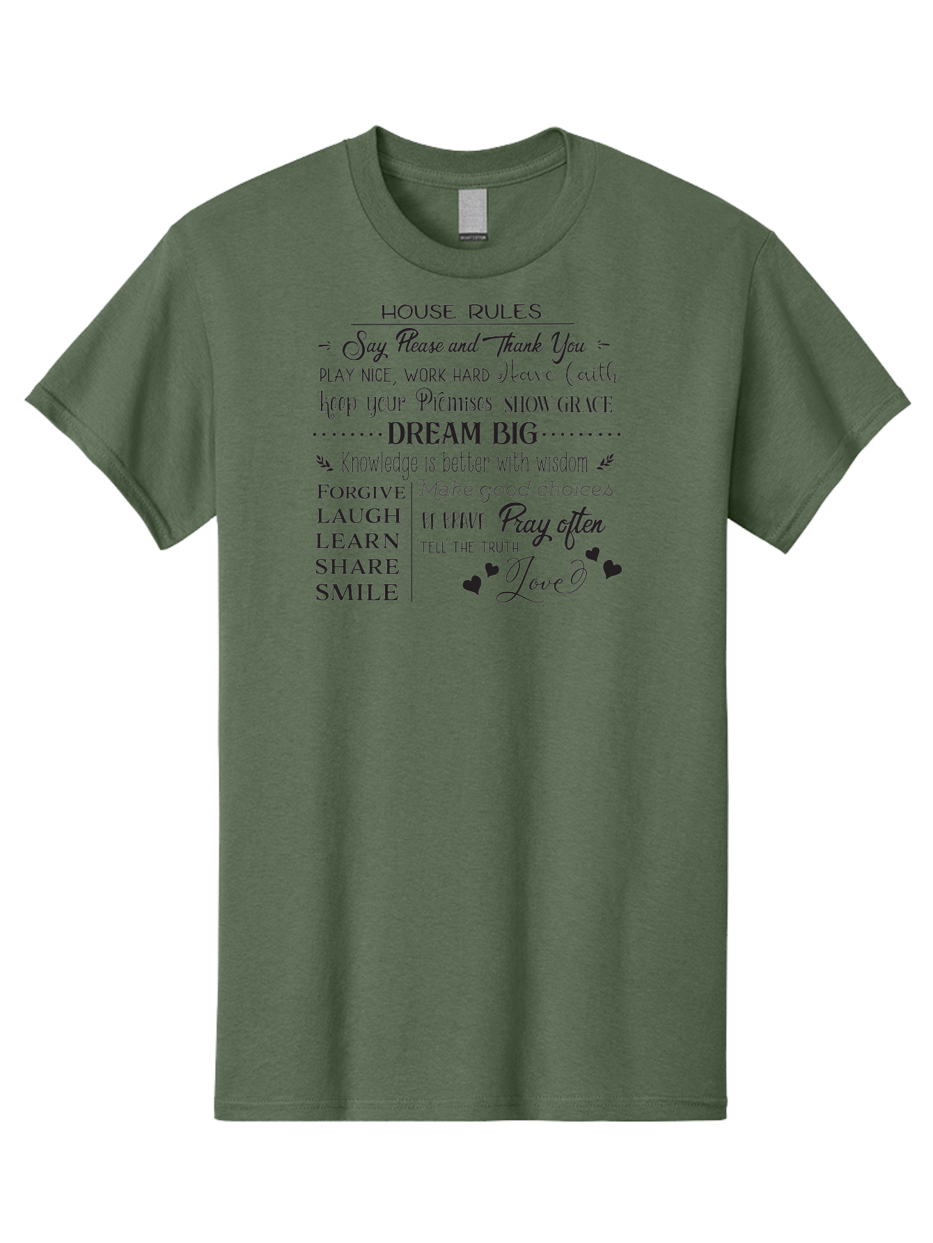 House-Rules-1 Men'S Graphic Tee, 100% Cotton, Comfortable Casual Summer Wear, Machine Washable, Inspirational Quotes, Motivational Phrases, Positive Affirmations, Good Vibes, Happiness, Kindness, Love, Self-Improvement, Personal Growth, Aac830