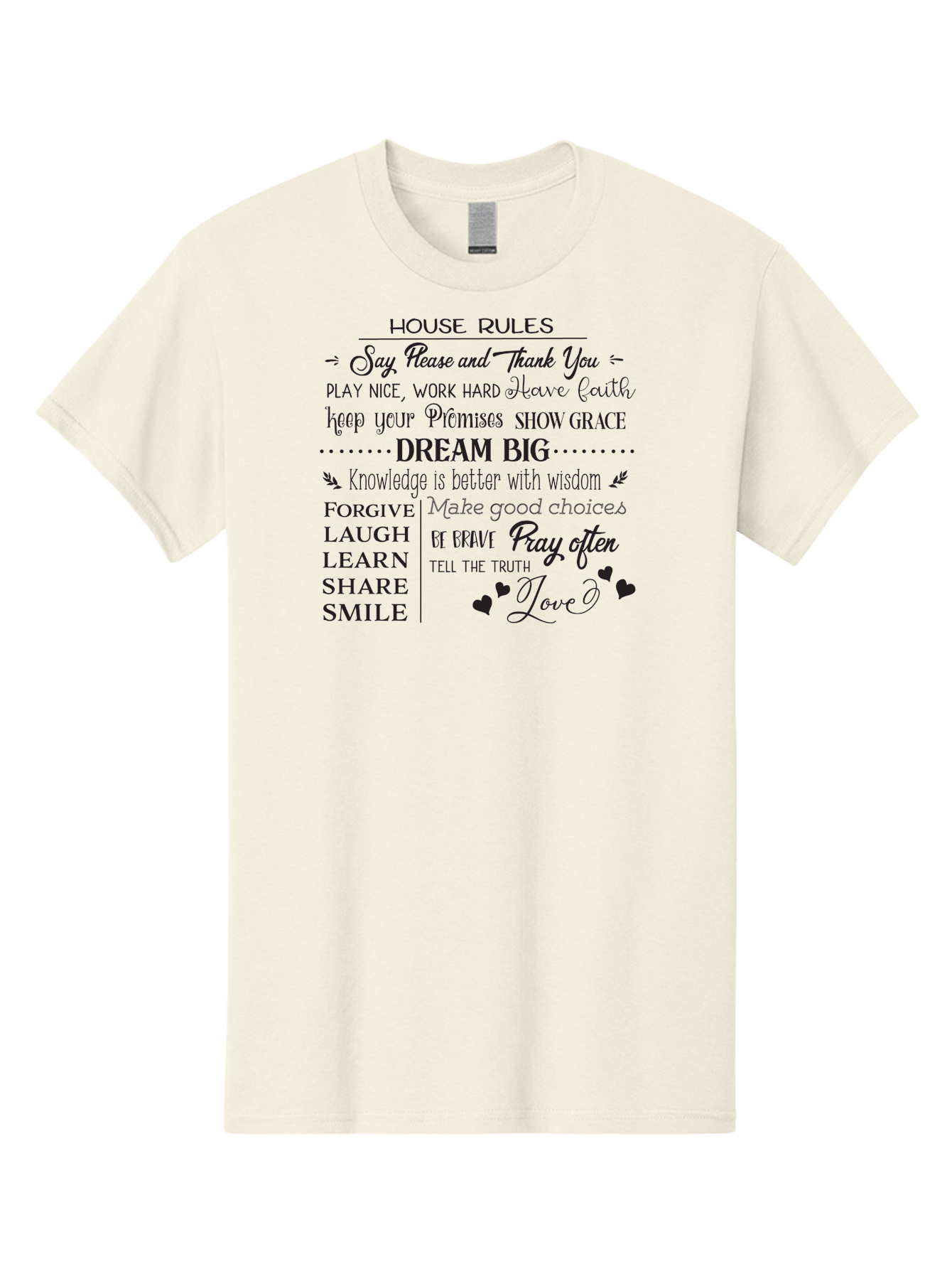 House-Rules-1 Men'S Graphic Tee, 100% Cotton, Comfortable Casual Summer Wear, Machine Washable, Inspirational Quotes, Motivational Phrases, Positive Affirmations, Good Vibes, Happiness, Kindness, Love, Self-Improvement, Personal Growth, Aac830