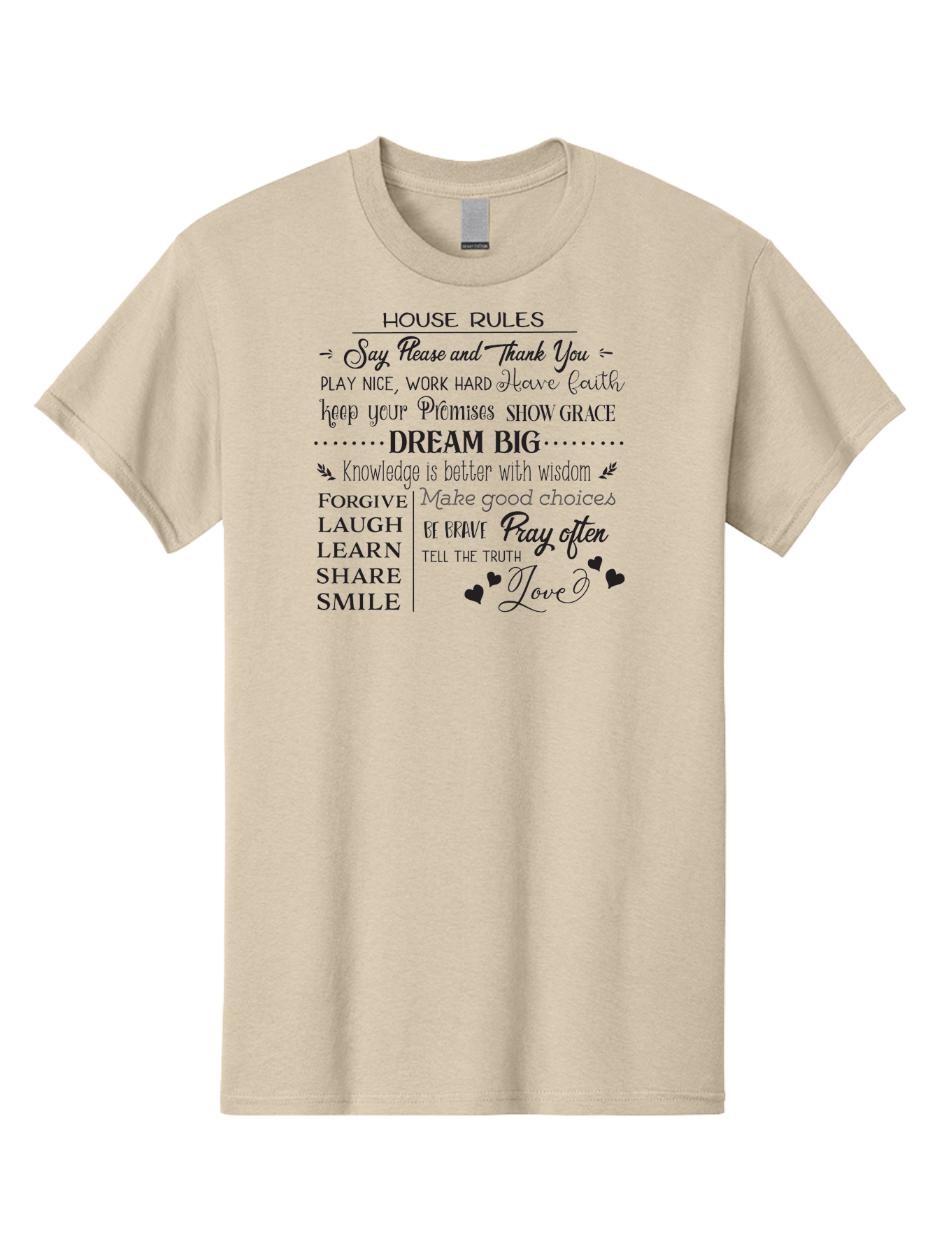 House-Rules-1 Men'S Graphic Tee, 100% Cotton, Comfortable Casual Summer Wear, Machine Washable, Inspirational Quotes, Motivational Phrases, Positive Affirmations, Good Vibes, Happiness, Kindness, Love, Self-Improvement, Personal Growth, Aac830