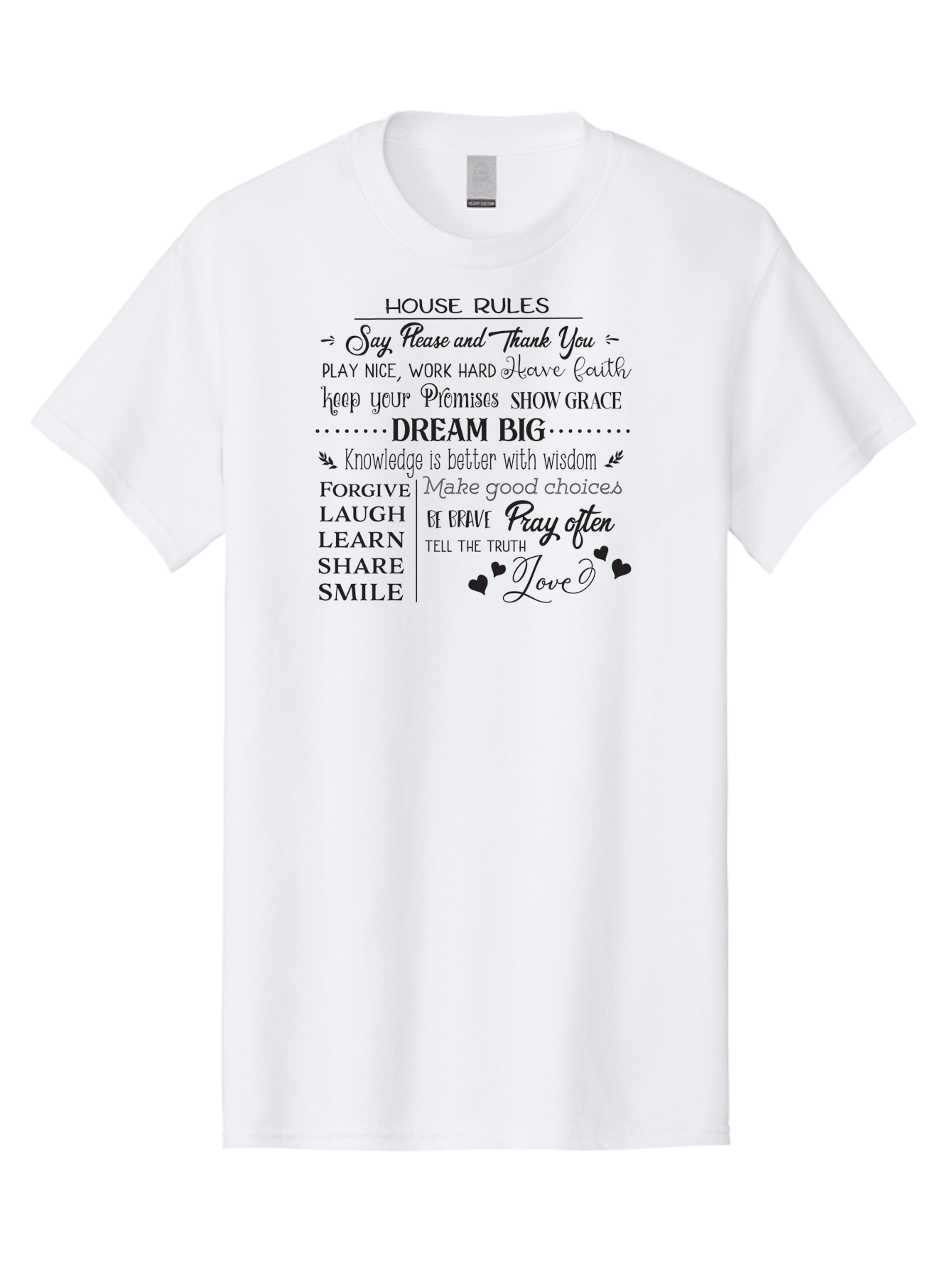 House-Rules-1 Men'S Graphic Tee, 100% Cotton, Comfortable Casual Summer Wear, Machine Washable, Inspirational Quotes, Motivational Phrases, Positive Affirmations, Good Vibes, Happiness, Kindness, Love, Self-Improvement, Personal Growth, Aac830