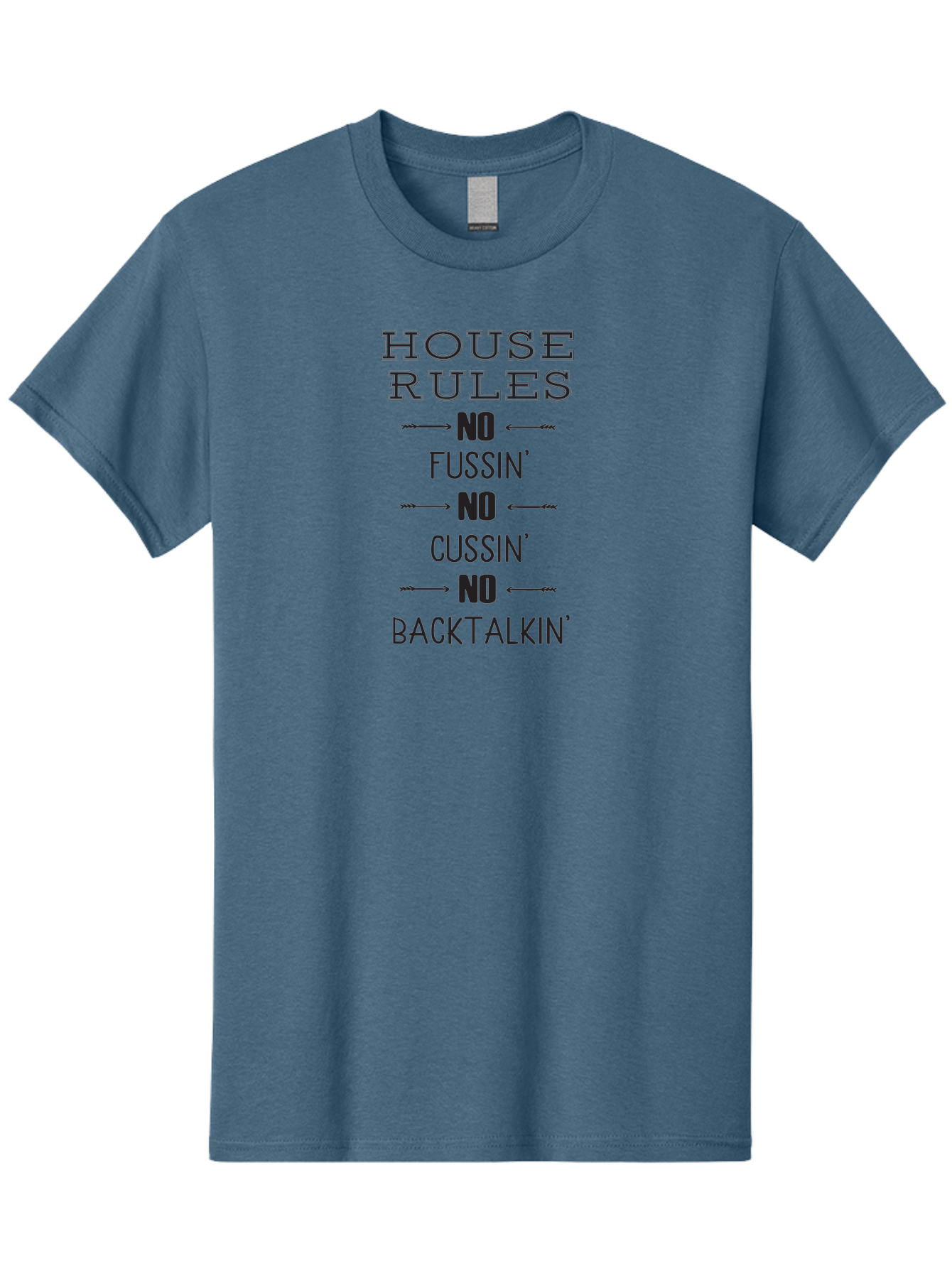 House-Rules Men'S Graphic Tee, 100% Cotton, Comfortable Casual Summer Wear, Machine Washable, House Rules, No Fussin', No Cussin', No Backtalkin', Household Rules, Family Guidelines, Behavioral Expectations, Household Etiquette Aac832