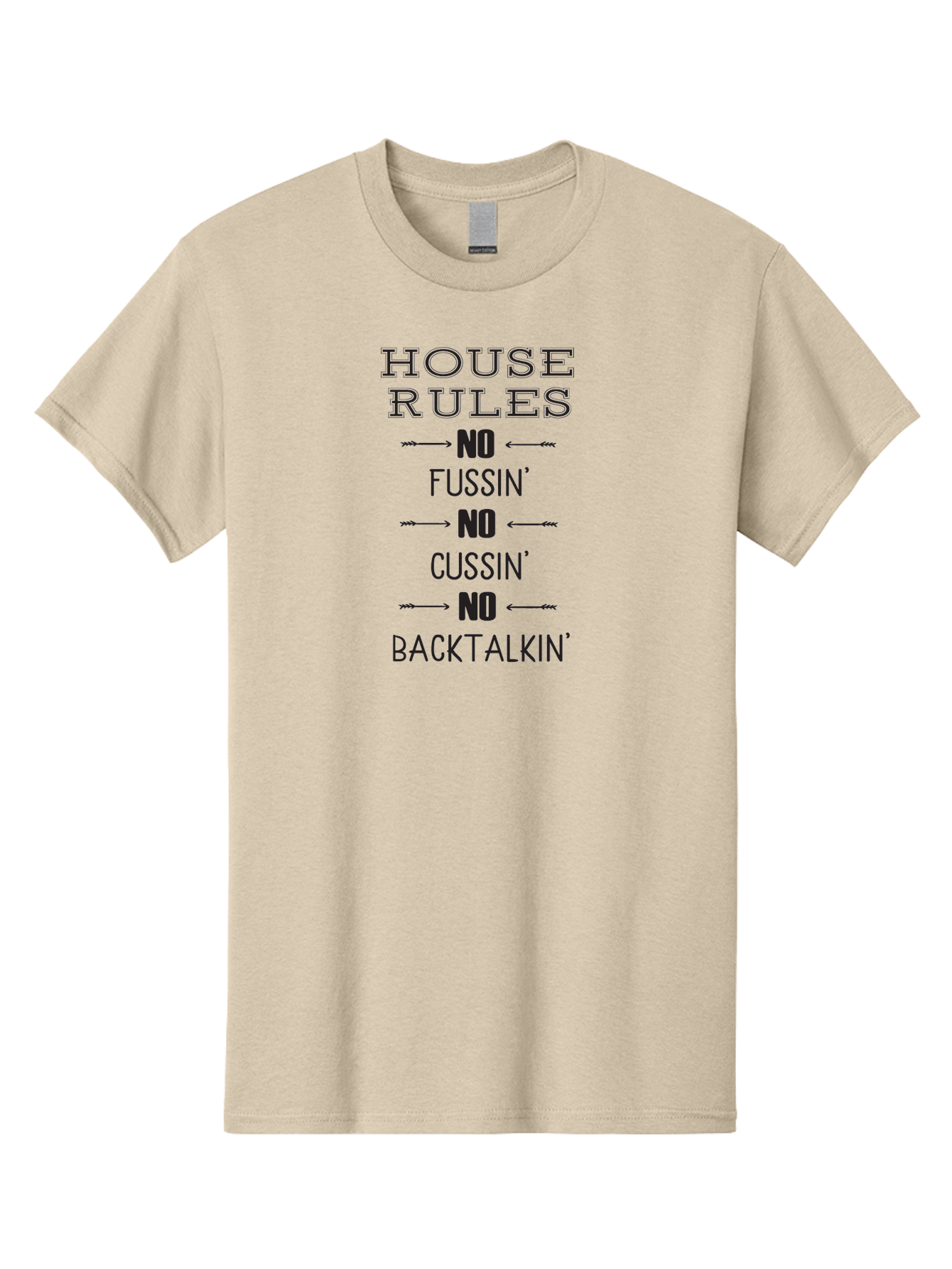 House-Rules Men'S Graphic Tee, 100% Cotton, Comfortable Casual Summer Wear, Machine Washable, House Rules, No Fussin', No Cussin', No Backtalkin', Household Rules, Family Guidelines, Behavioral Expectations, Household Etiquette Aac832