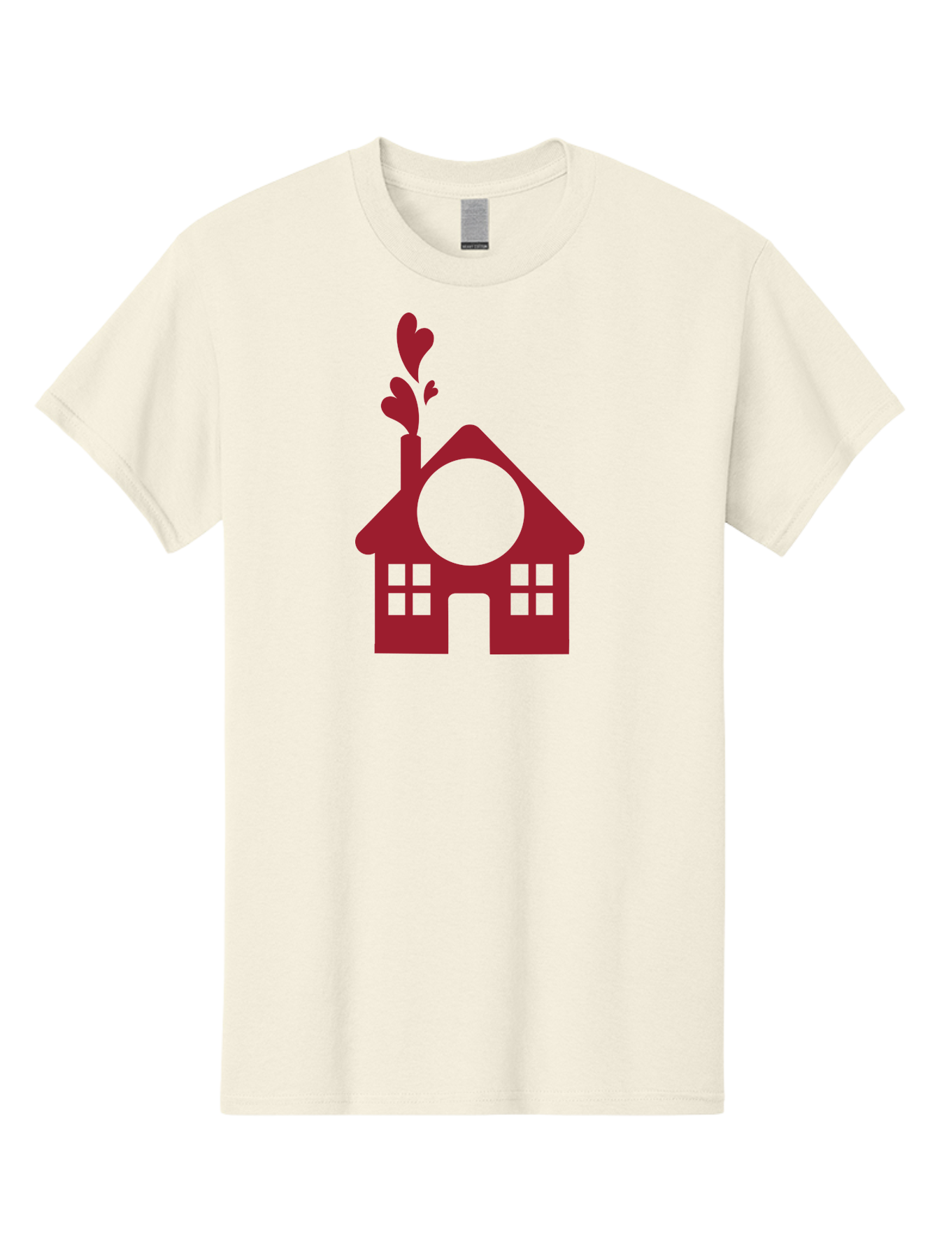 House-With-Heart-Chimney Men'S Graphic Tee, 100% Cotton, Comfortable Casual Summer Wear, Machine Washable, Stylized House, Heart-Shaped Chimney, Red Silhouette, Love Symbol, Cozy Home, Heart-Themed Decor, Minimalist Design, Aac833