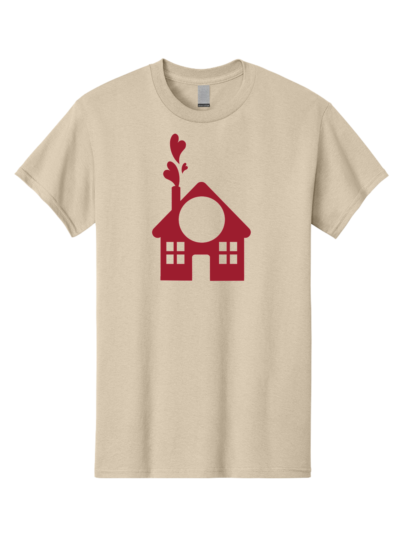 House-With-Heart-Chimney Men'S Graphic Tee, 100% Cotton, Comfortable Casual Summer Wear, Machine Washable, Stylized House, Heart-Shaped Chimney, Red Silhouette, Love Symbol, Cozy Home, Heart-Themed Decor, Minimalist Design, Aac833