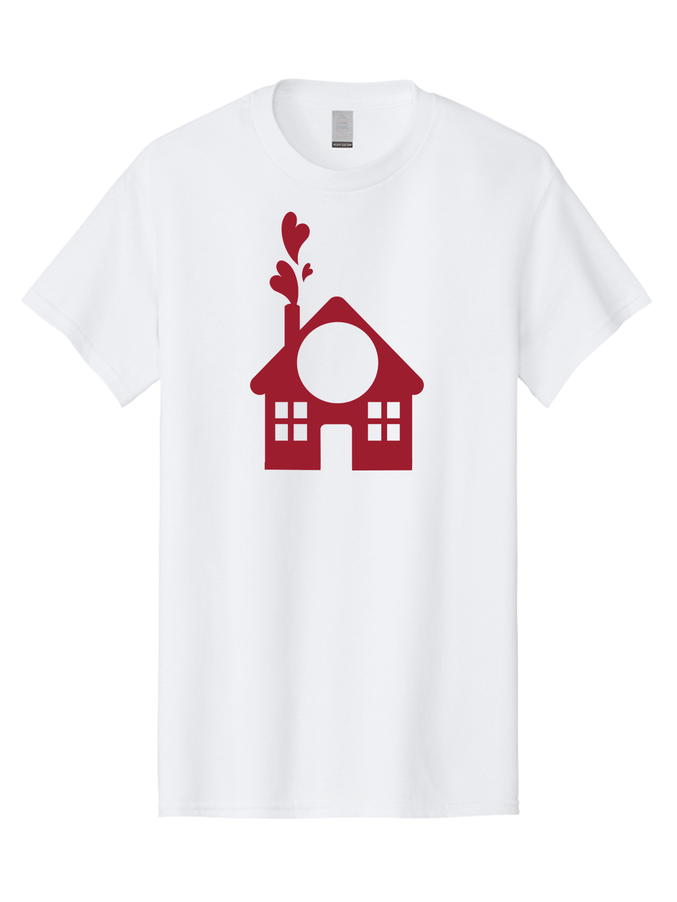 House-With-Heart-Chimney Men'S Graphic Tee, 100% Cotton, Comfortable Casual Summer Wear, Machine Washable, Stylized House, Heart-Shaped Chimney, Red Silhouette, Love Symbol, Cozy Home, Heart-Themed Decor, Minimalist Design, Aac833