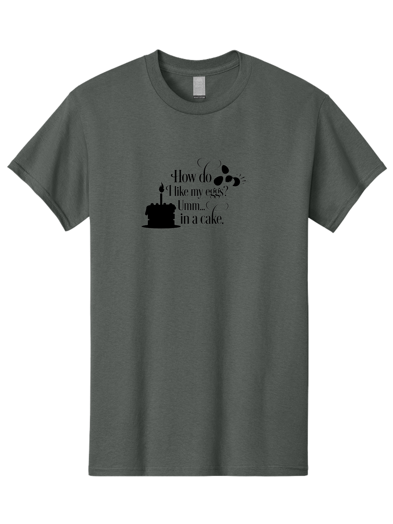 How-Do-I-Like-My-Eggs-Umm-In-A-Cake Men'S Graphic Tee, 100% Cotton, Comfortable Casual Summer Wear, Machine Washable, Humorous Quote, Funny Eggs, Cake Humor, Witty Saying, Eggs In Cake, Playful Phrase, Clever Joke, Dessert Quote, Breakfast Pun Aac835