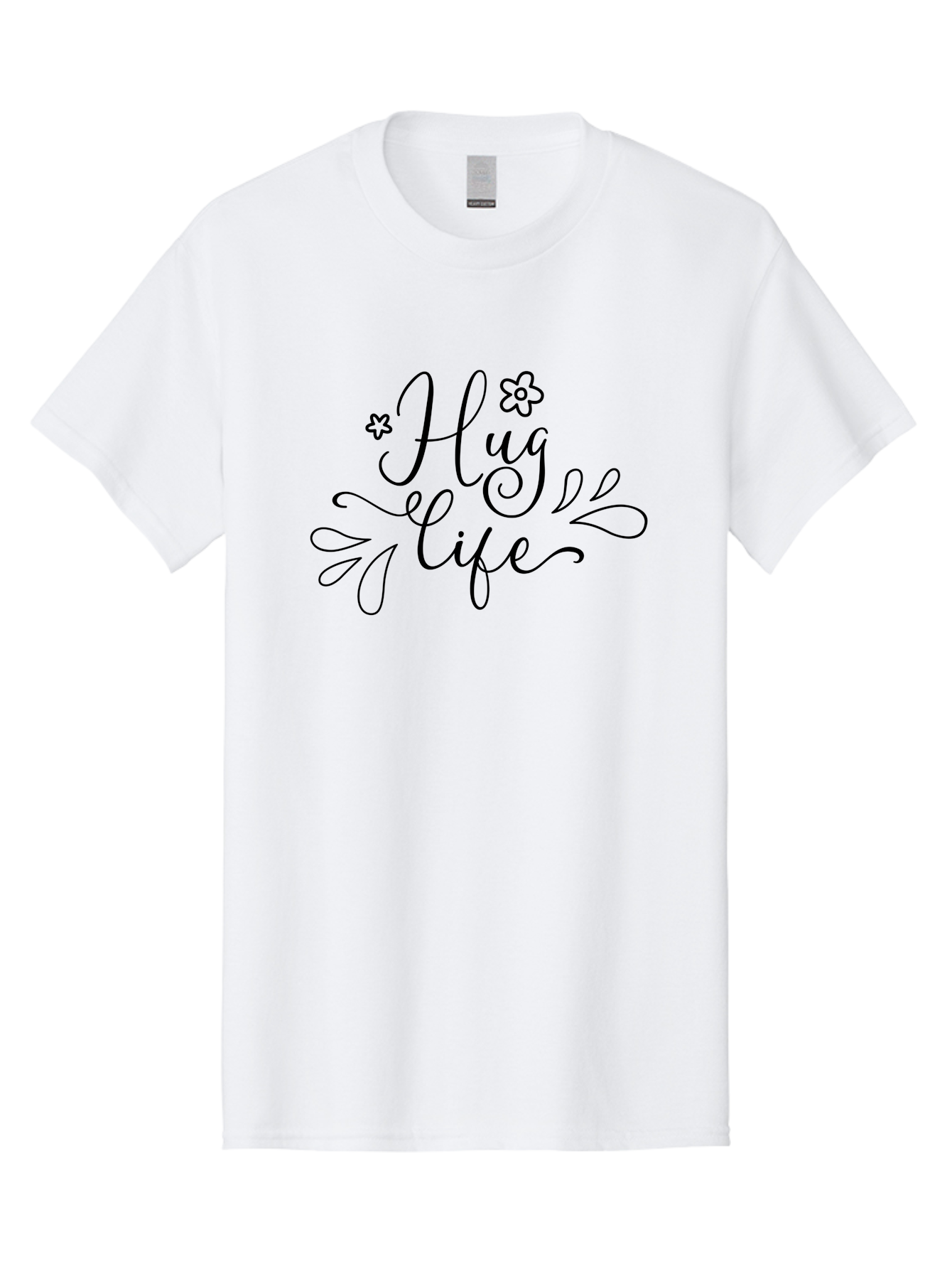 Hug-Life Men'S Graphic Tee, 100% Cotton, Comfortable Casual Summer Wear, Machine Washable, Motivational Quote, Inspirational Message, Positivity, Love, Happiness, Hand-Lettering, Floral Design, Artistic Calligraphy, Uplifting Words, Aac837
