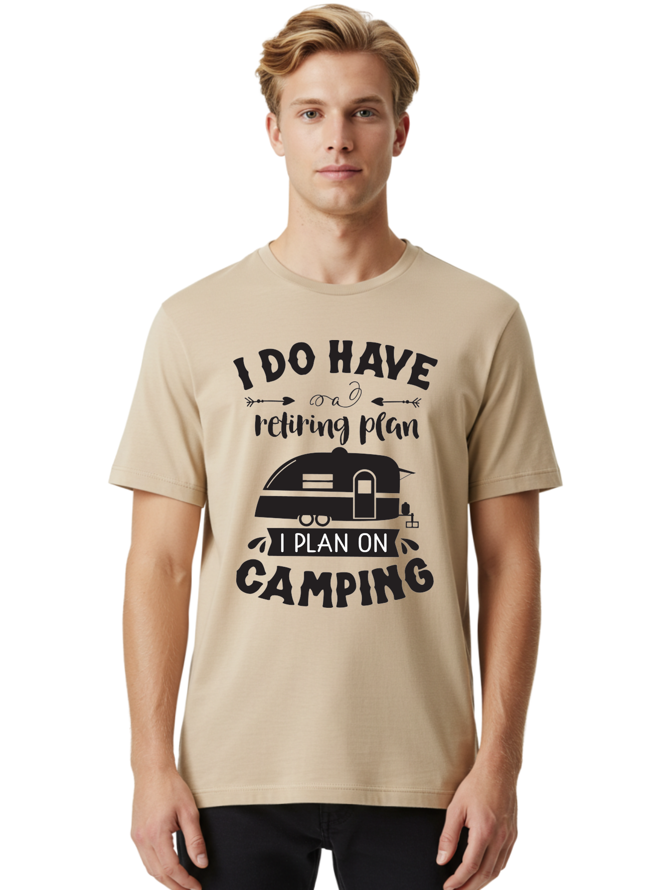 I-Do-Have-Retiring-Plan Men'S Graphic Tee, 100% Cotton, Comfortable Casual Summer Wear, Machine Washable, Retirement Plan, Camping Life, Outdoor Adventure, Travel Trailer, Caravan, Camping Quote, Funny Retirement, Retirement Humor, Aac842
