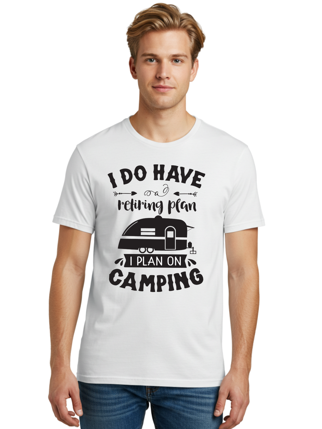 I-Do-Have-Retiring-Plan Men'S Graphic Tee, 100% Cotton, Comfortable Casual Summer Wear, Machine Washable, Retirement Plan, Camping Life, Outdoor Adventure, Travel Trailer, Caravan, Camping Quote, Funny Retirement, Retirement Humor, Aac842