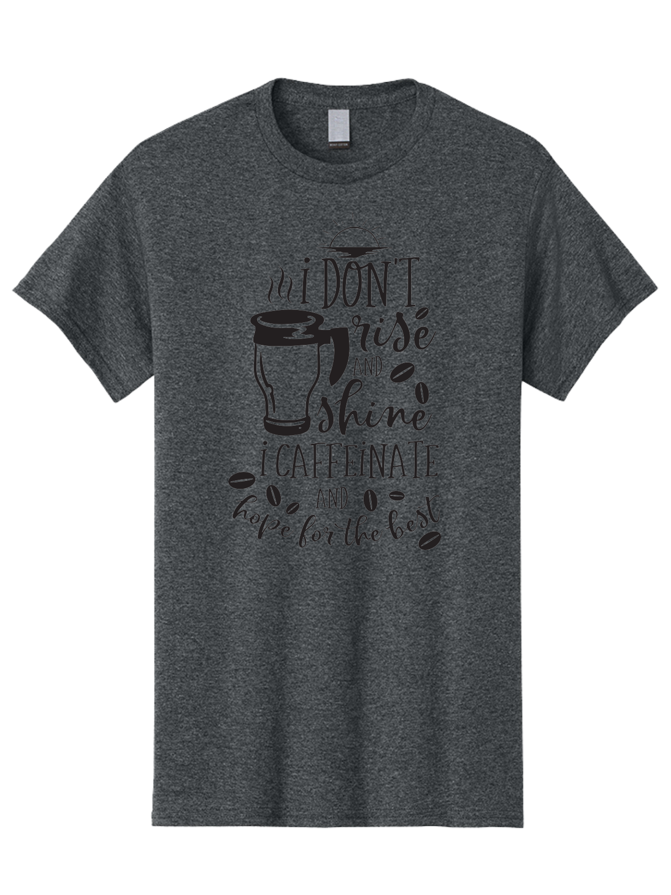 I-Don-T-Rise-And-Shine-I-Caffeinate Men'S Graphic Tee, 100% Cotton, Comfortable Casual Summer Wear, Machine Washable, Coffee-Themed Quote, Morning Motivation, Caffeine Humor, Coffee Lover Quotes, Funny Coffee Sayings, Coffee Mug Design, Aac844