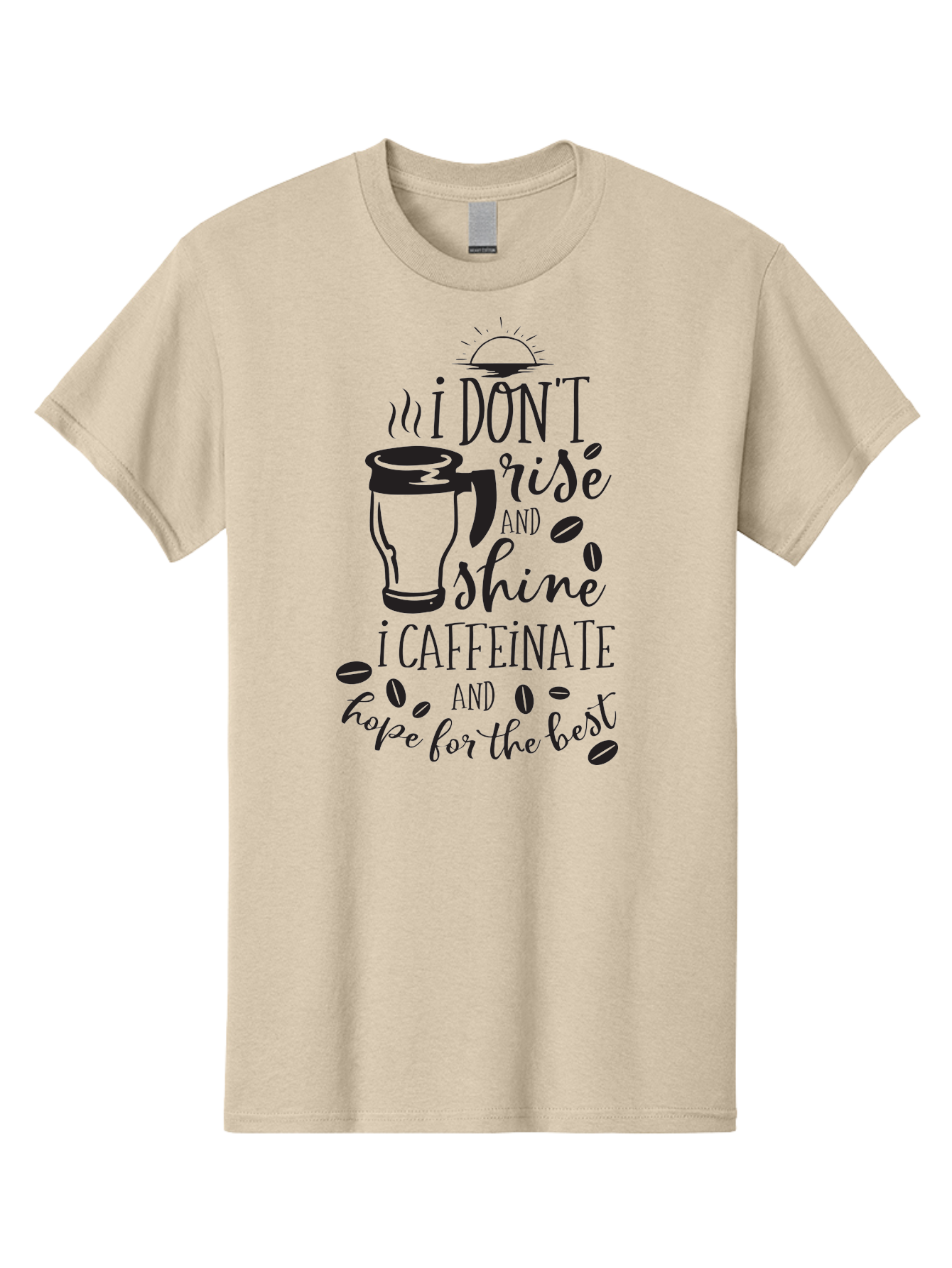 I-Don-T-Rise-And-Shine-I-Caffeinate Men'S Graphic Tee, 100% Cotton, Comfortable Casual Summer Wear, Machine Washable, Coffee-Themed Quote, Morning Motivation, Caffeine Humor, Coffee Lover Quotes, Funny Coffee Sayings, Coffee Mug Design, Aac844