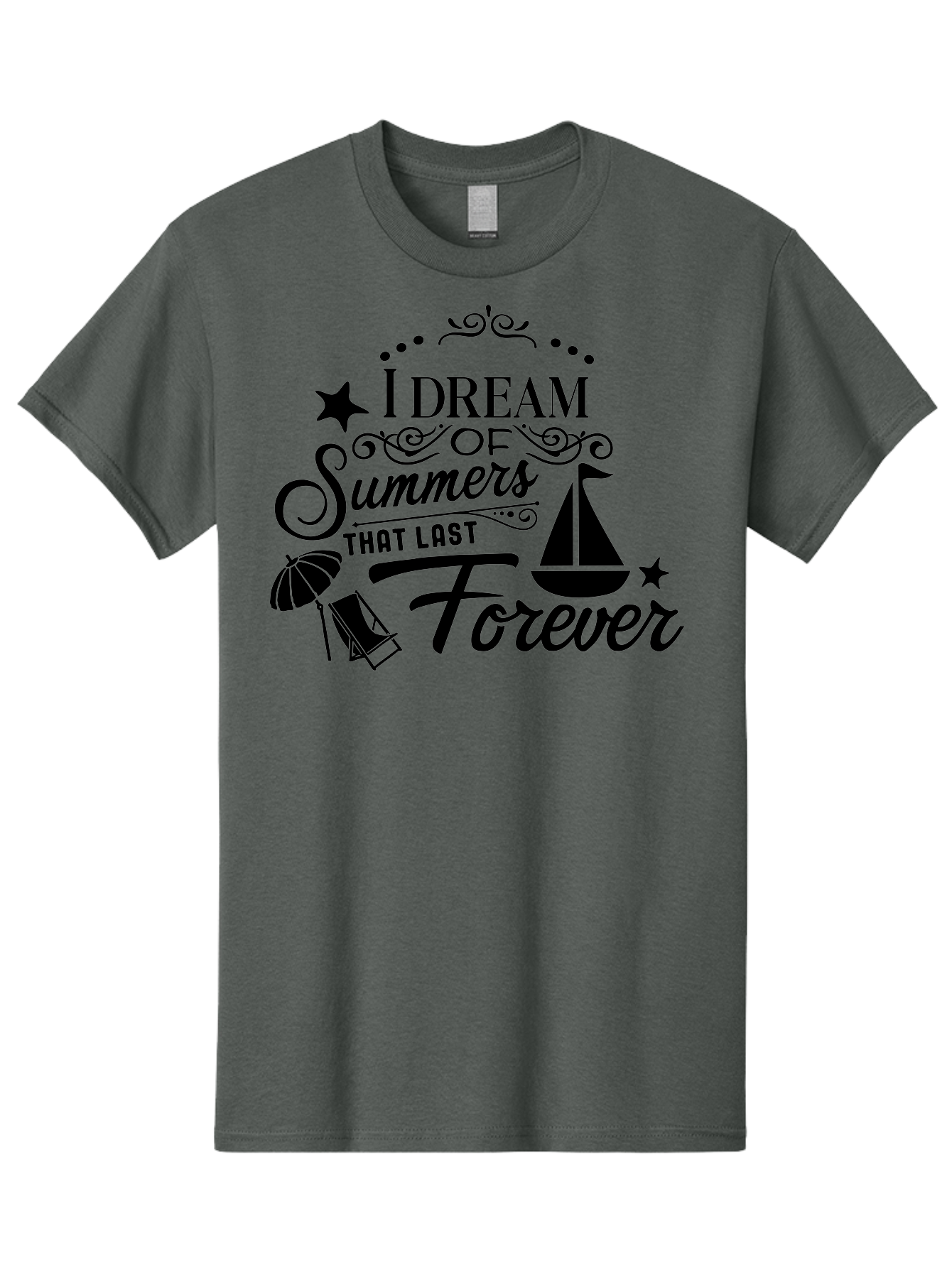 I-Dream-Of-Summers-That-Last-Forever Men'S Graphic Tee, 100% Cotton, Comfortable Casual Summer Wear, Machine Washable, Summertime Vibes, Sailing, Beach Umbrella, Summer Dreams, Endless Summer, Sailboat, Beach Life, Vacation Mode, Aac845