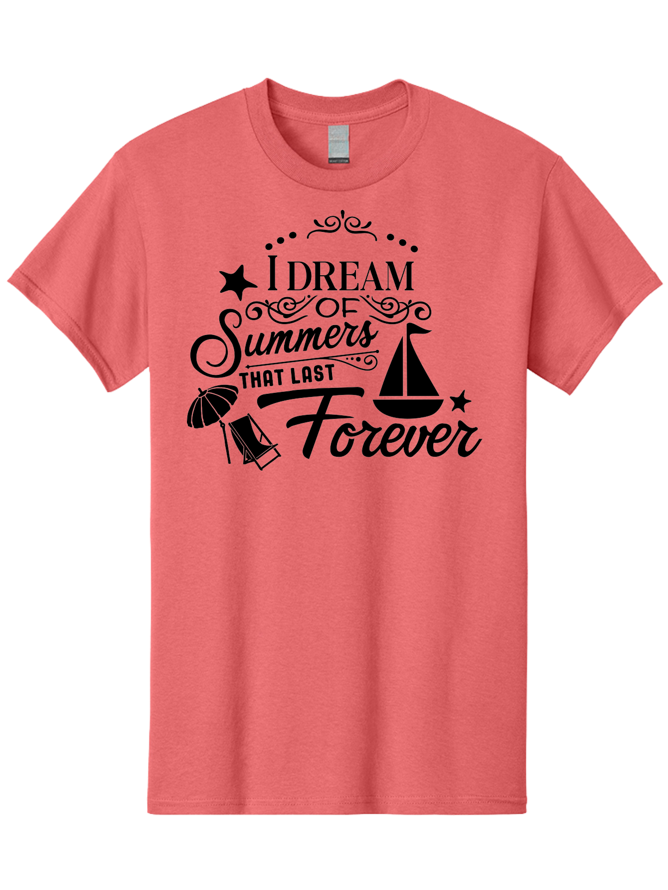 I-Dream-Of-Summers-That-Last-Forever Men'S Graphic Tee, 100% Cotton, Comfortable Casual Summer Wear, Machine Washable, Summertime Vibes, Sailing, Beach Umbrella, Summer Dreams, Endless Summer, Sailboat, Beach Life, Vacation Mode, Aac845