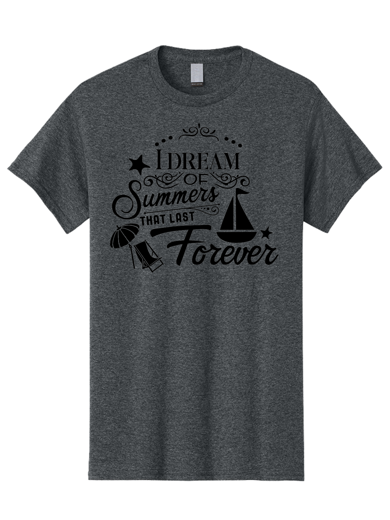 I-Dream-Of-Summers-That-Last-Forever Men'S Graphic Tee, 100% Cotton, Comfortable Casual Summer Wear, Machine Washable, Summertime Vibes, Sailing, Beach Umbrella, Summer Dreams, Endless Summer, Sailboat, Beach Life, Vacation Mode, Aac845
