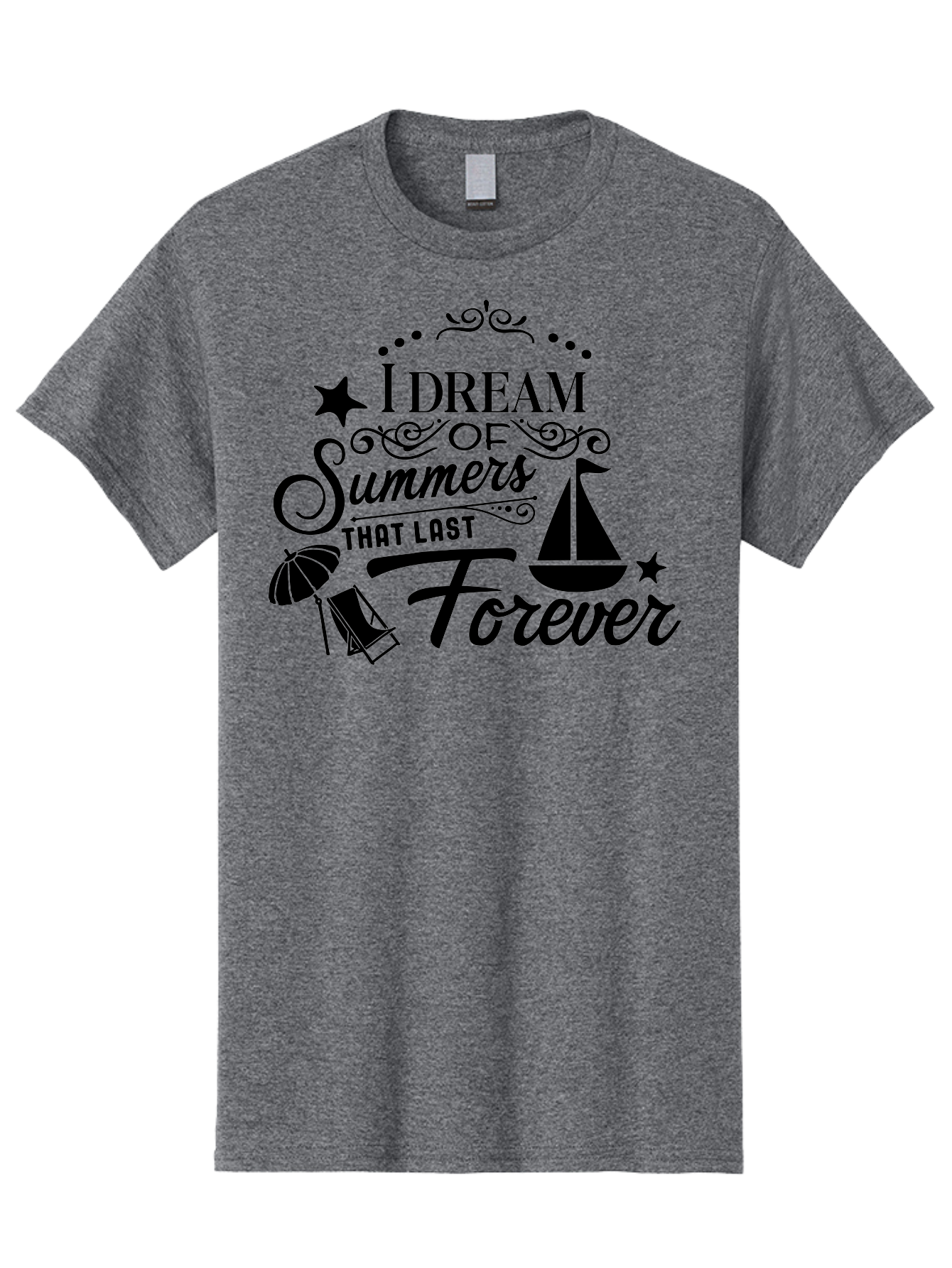 I-Dream-Of-Summers-That-Last-Forever Men'S Graphic Tee, 100% Cotton, Comfortable Casual Summer Wear, Machine Washable, Summertime Vibes, Sailing, Beach Umbrella, Summer Dreams, Endless Summer, Sailboat, Beach Life, Vacation Mode, Aac845