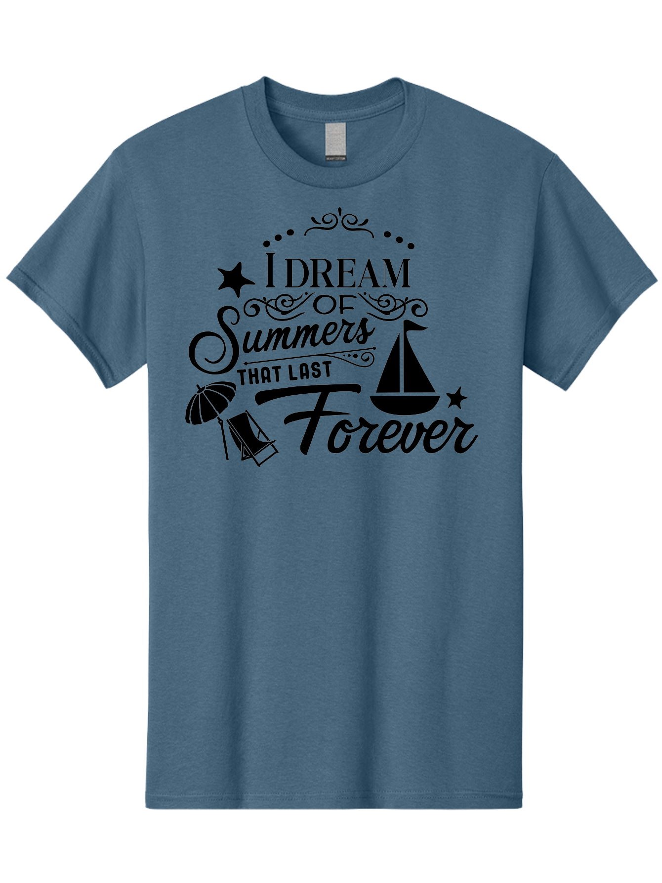 I-Dream-Of-Summers-That-Last-Forever Men'S Graphic Tee, 100% Cotton, Comfortable Casual Summer Wear, Machine Washable, Summertime Vibes, Sailing, Beach Umbrella, Summer Dreams, Endless Summer, Sailboat, Beach Life, Vacation Mode, Aac845