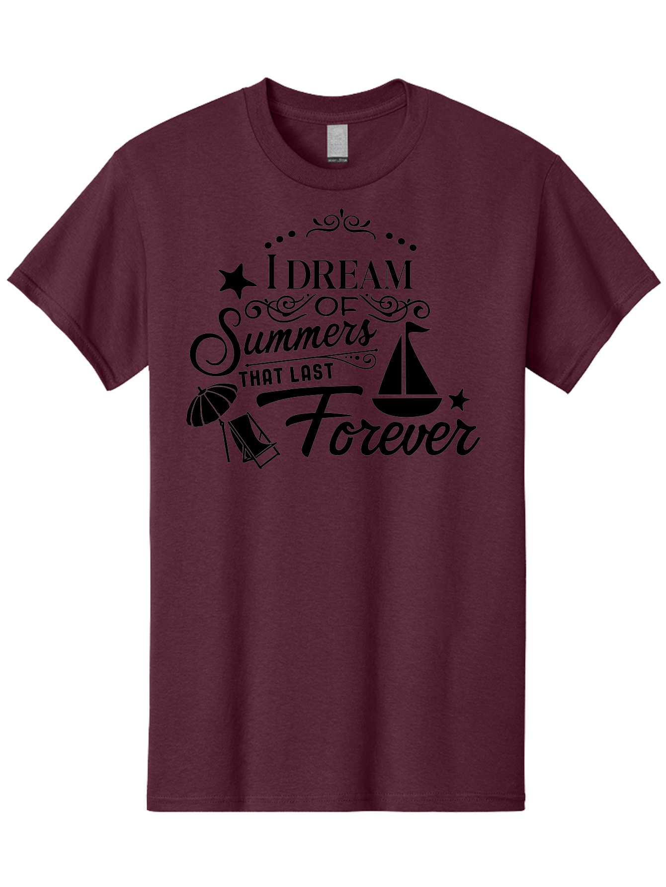 I-Dream-Of-Summers-That-Last-Forever Men'S Graphic Tee, 100% Cotton, Comfortable Casual Summer Wear, Machine Washable, Summertime Vibes, Sailing, Beach Umbrella, Summer Dreams, Endless Summer, Sailboat, Beach Life, Vacation Mode, Aac845
