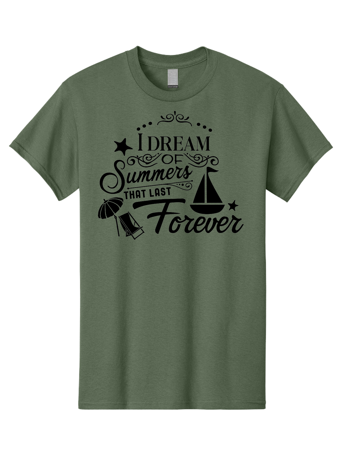 I-Dream-Of-Summers-That-Last-Forever Men'S Graphic Tee, 100% Cotton, Comfortable Casual Summer Wear, Machine Washable, Summertime Vibes, Sailing, Beach Umbrella, Summer Dreams, Endless Summer, Sailboat, Beach Life, Vacation Mode, Aac845