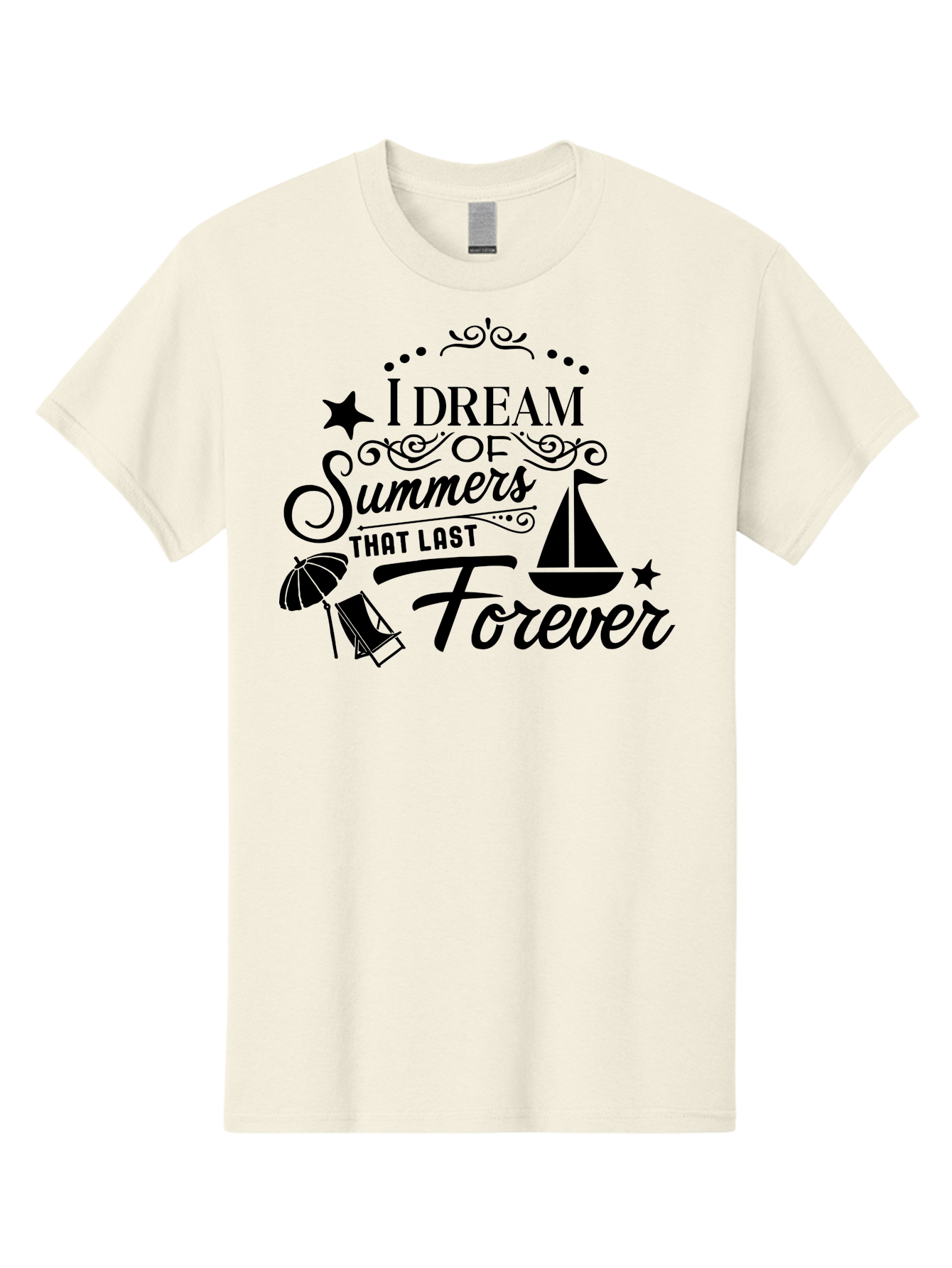 I-Dream-Of-Summers-That-Last-Forever Men'S Graphic Tee, 100% Cotton, Comfortable Casual Summer Wear, Machine Washable, Summertime Vibes, Sailing, Beach Umbrella, Summer Dreams, Endless Summer, Sailboat, Beach Life, Vacation Mode, Aac845