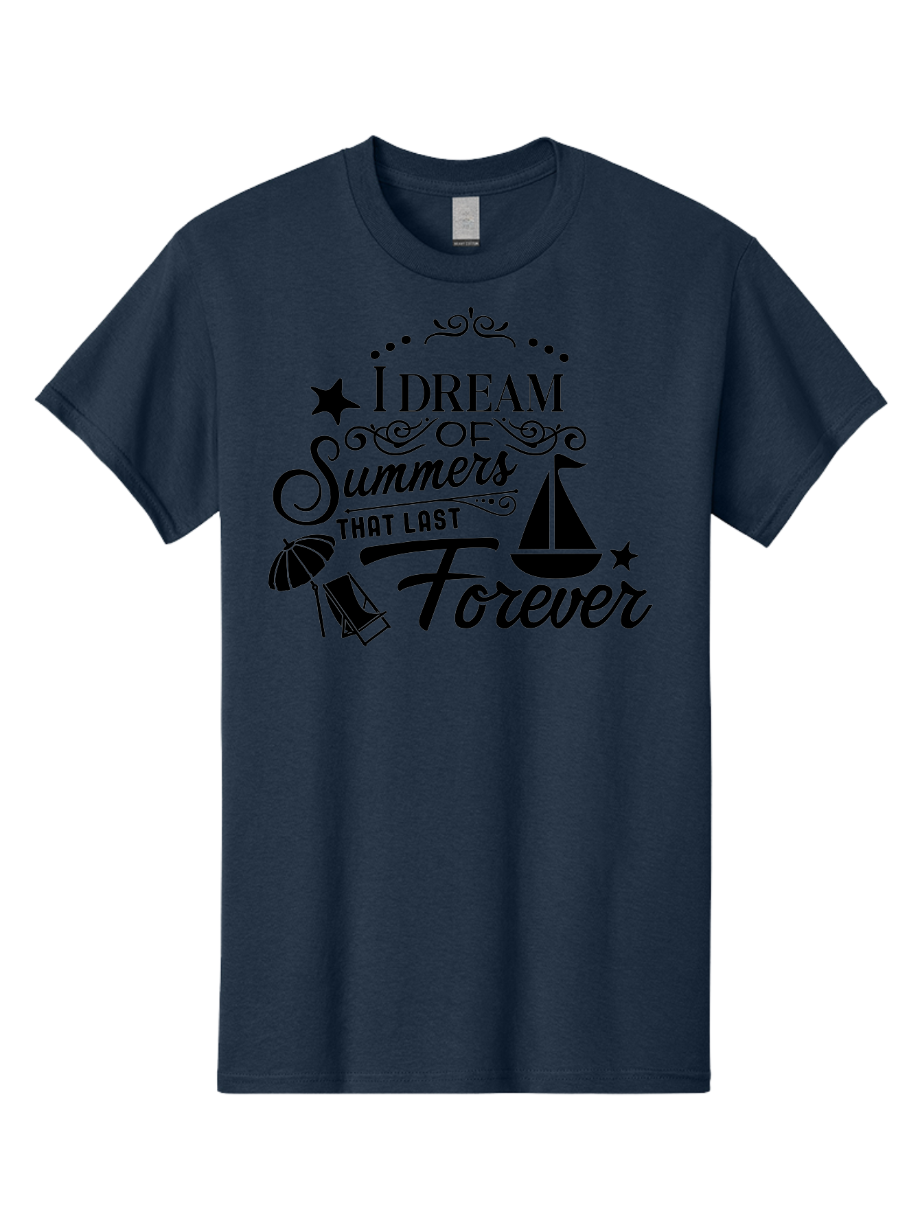I-Dream-Of-Summers-That-Last-Forever Men'S Graphic Tee, 100% Cotton, Comfortable Casual Summer Wear, Machine Washable, Summertime Vibes, Sailing, Beach Umbrella, Summer Dreams, Endless Summer, Sailboat, Beach Life, Vacation Mode, Aac845