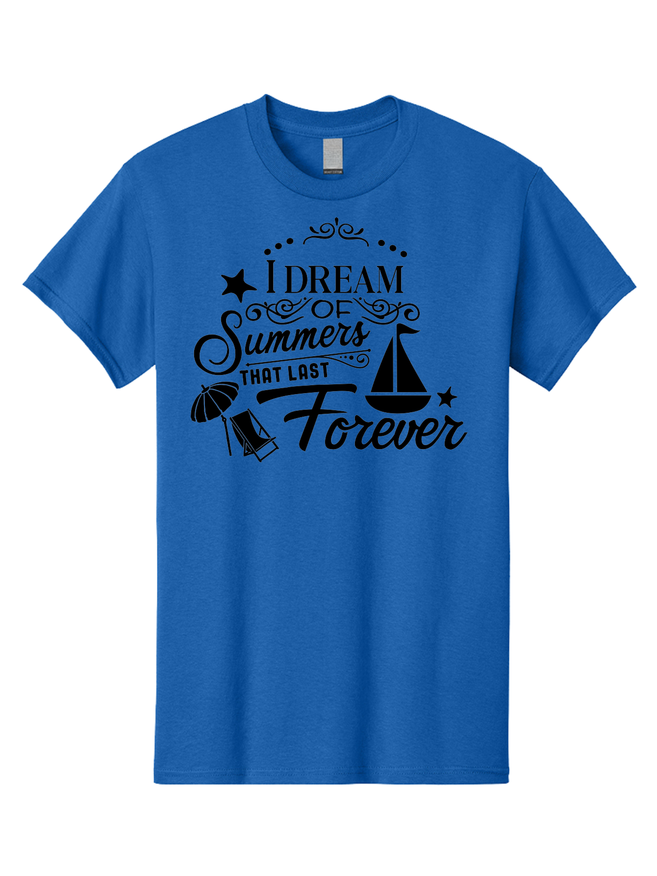 I-Dream-Of-Summers-That-Last-Forever Men'S Graphic Tee, 100% Cotton, Comfortable Casual Summer Wear, Machine Washable, Summertime Vibes, Sailing, Beach Umbrella, Summer Dreams, Endless Summer, Sailboat, Beach Life, Vacation Mode, Aac845