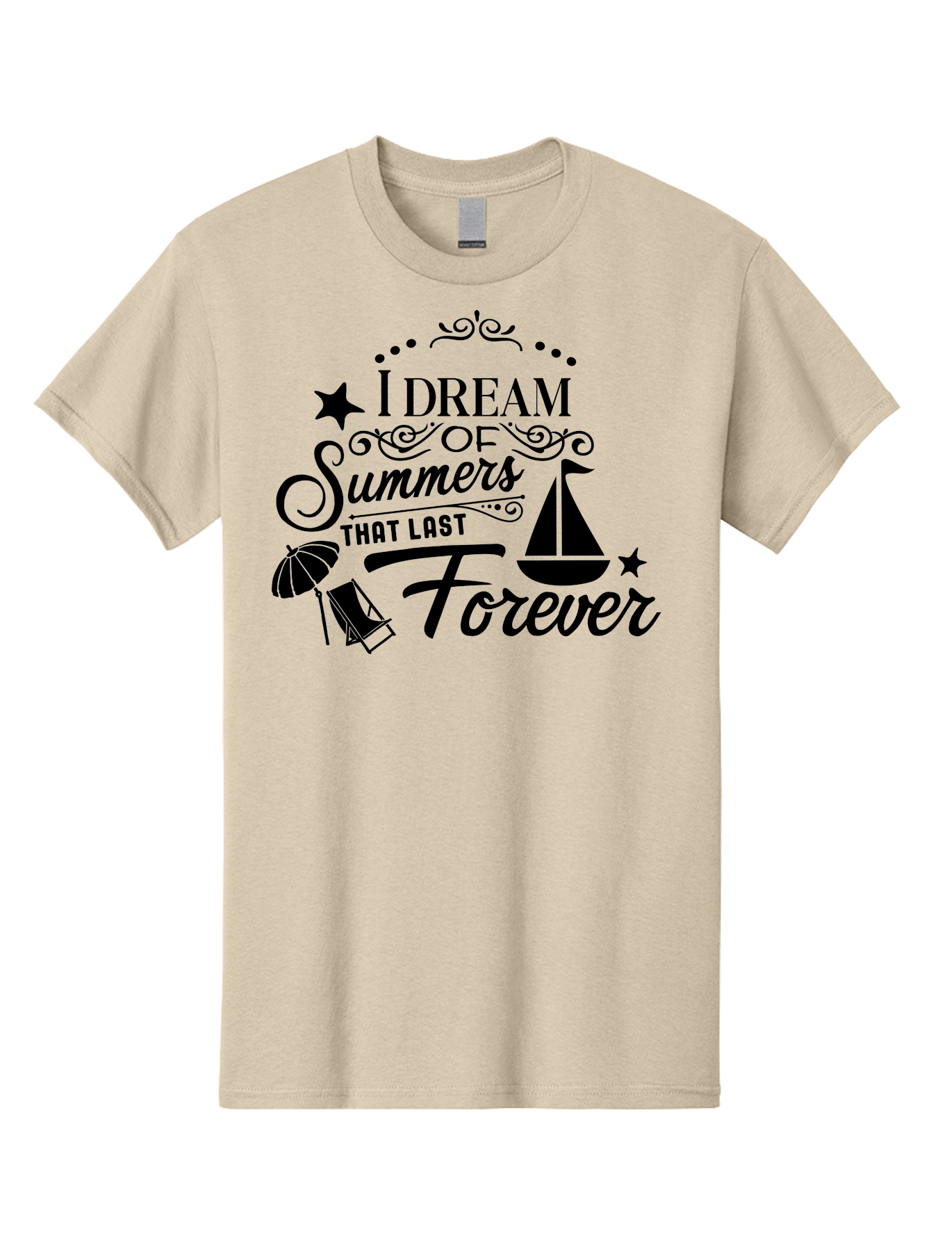 I-Dream-Of-Summers-That-Last-Forever Men'S Graphic Tee, 100% Cotton, Comfortable Casual Summer Wear, Machine Washable, Summertime Vibes, Sailing, Beach Umbrella, Summer Dreams, Endless Summer, Sailboat, Beach Life, Vacation Mode, Aac845