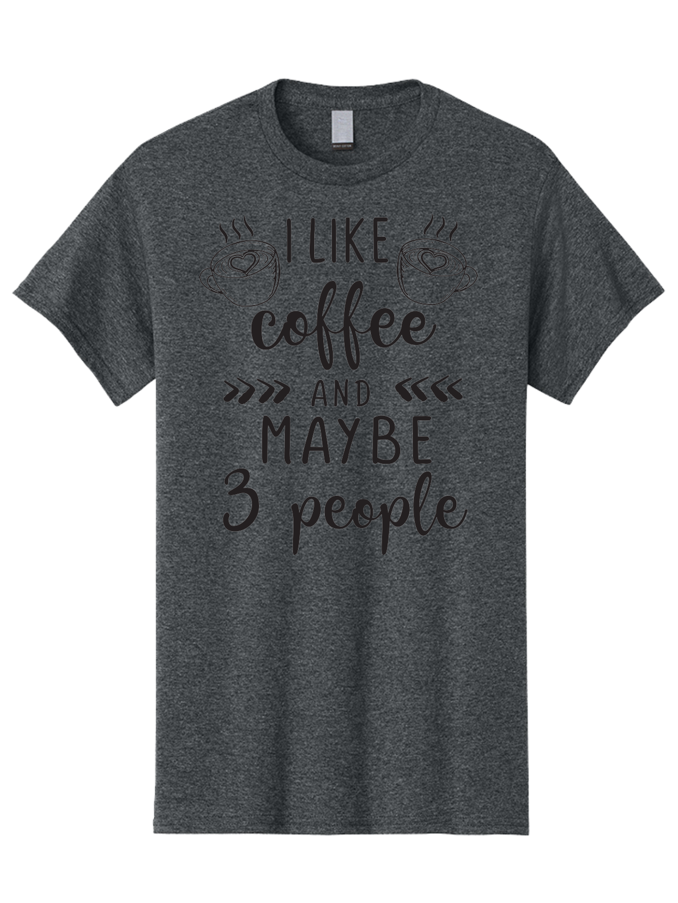 I-Like-Coffee-And-Maybe-3-People Men'S Graphic Tee, 100% Cotton, Comfortable Casual Summer Wear, Machine Washable, Coffee Lover, Quirky Humor, Anti-Social Humor, Coffee Quotes, Funny Sayings, Coffee Cups With Hearts, Hand-Drawn Elements, Aac850