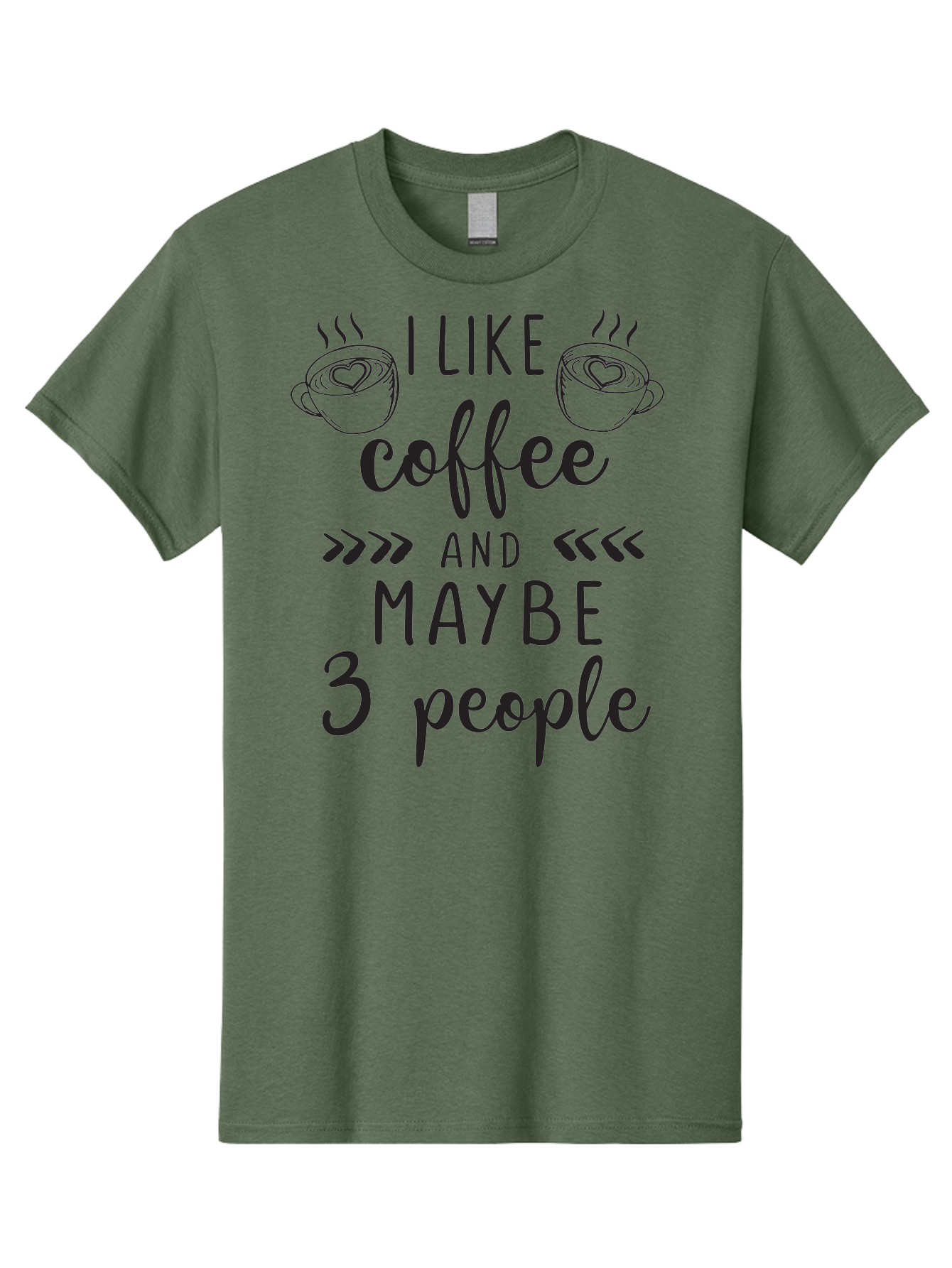 I-Like-Coffee-And-Maybe-3-People Men'S Graphic Tee, 100% Cotton, Comfortable Casual Summer Wear, Machine Washable, Coffee Lover, Quirky Humor, Anti-Social Humor, Coffee Quotes, Funny Sayings, Coffee Cups With Hearts, Hand-Drawn Elements, Aac850